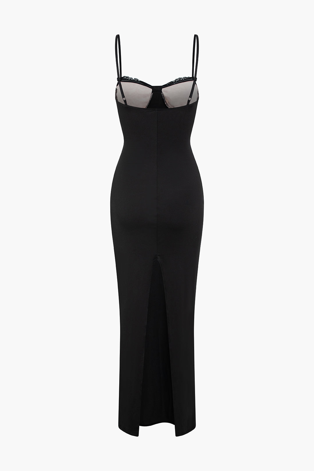 Kesha-Long patchwork dress with lace trim