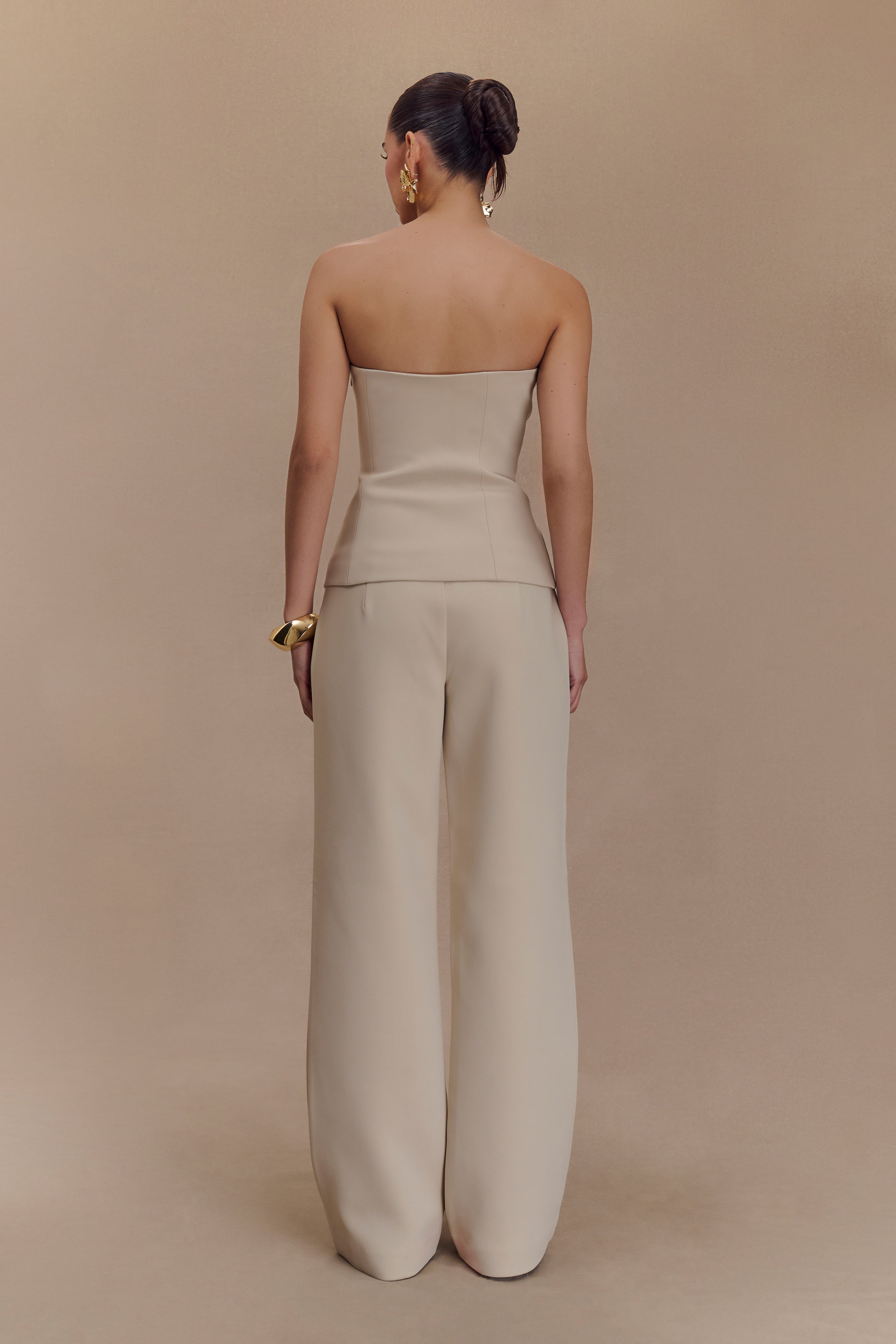 Kesha - Tailored top and tailored straight pants - sand