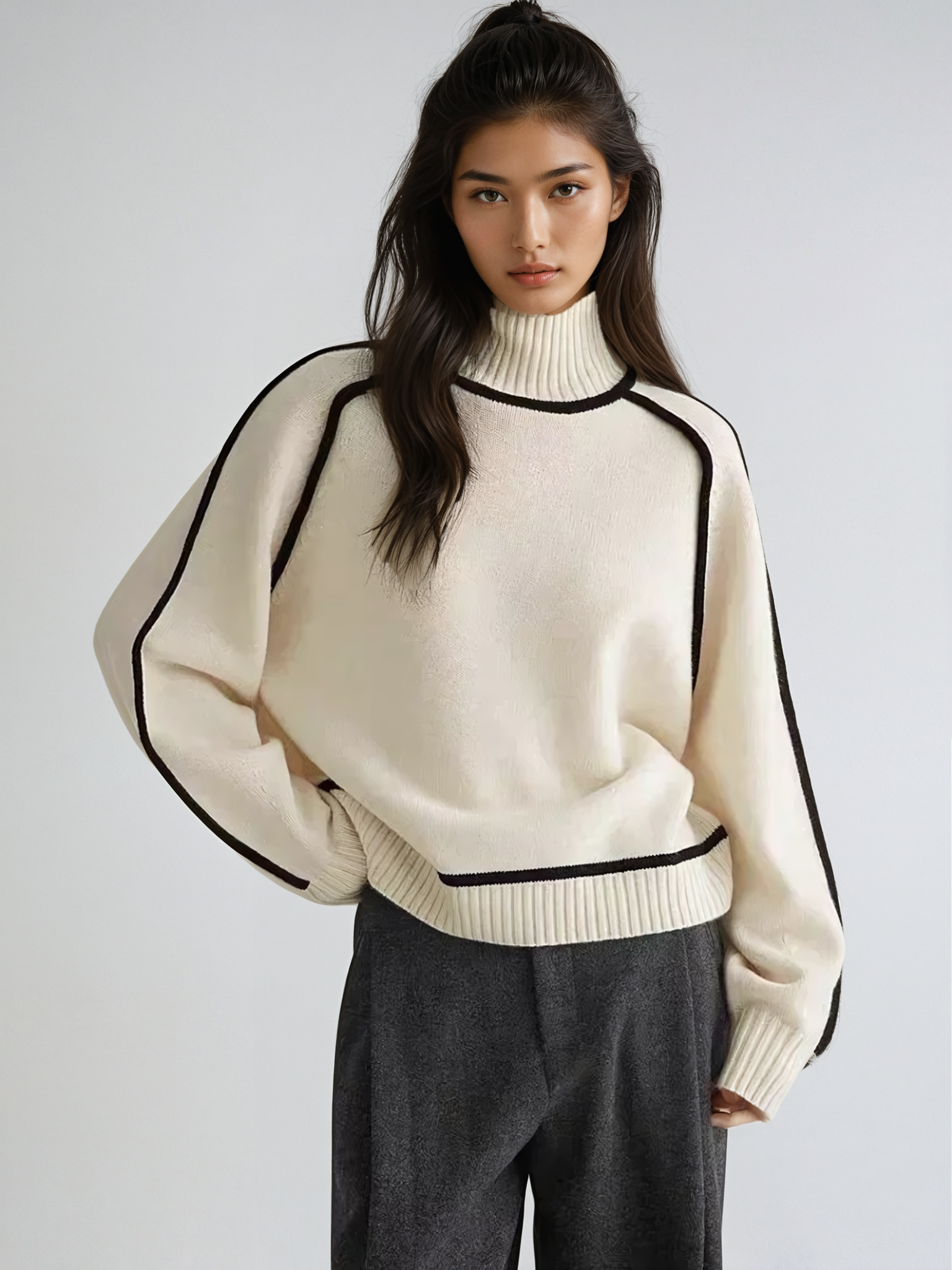 Jolie Elegant Ribbed Turtleneck Sweater