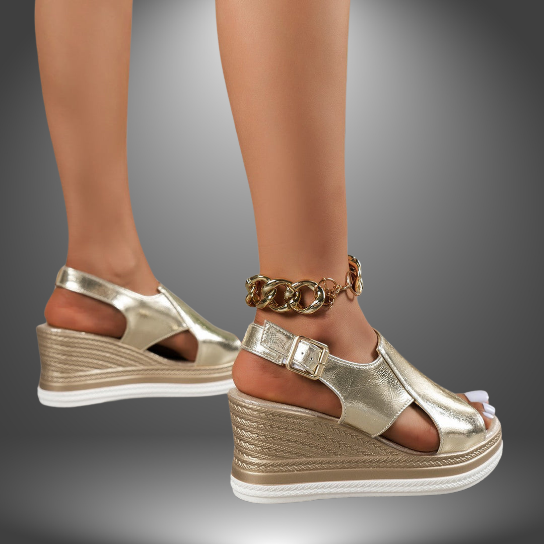SILVER | SHINY SUMMER WEDGE HEEL
