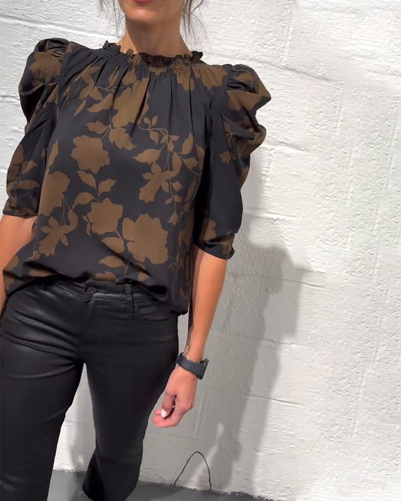Puff Sleeve Ruffled Blouse