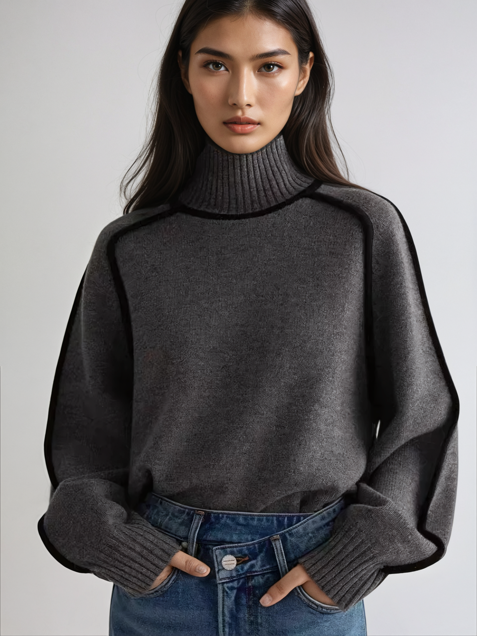 Jolie Elegant Ribbed Turtleneck Sweater