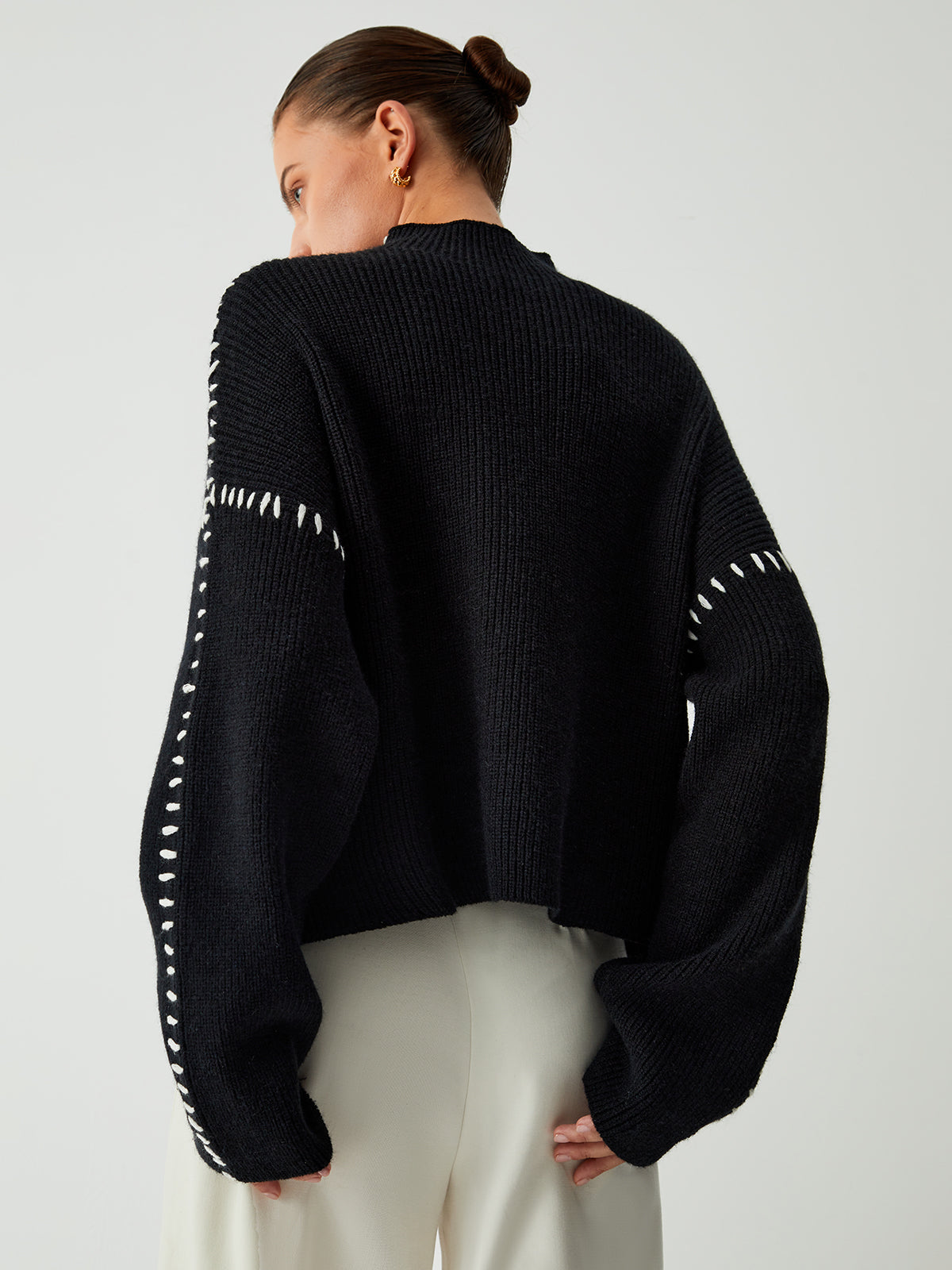 Jolie – Turtleneck Sweater with Pique Stitch