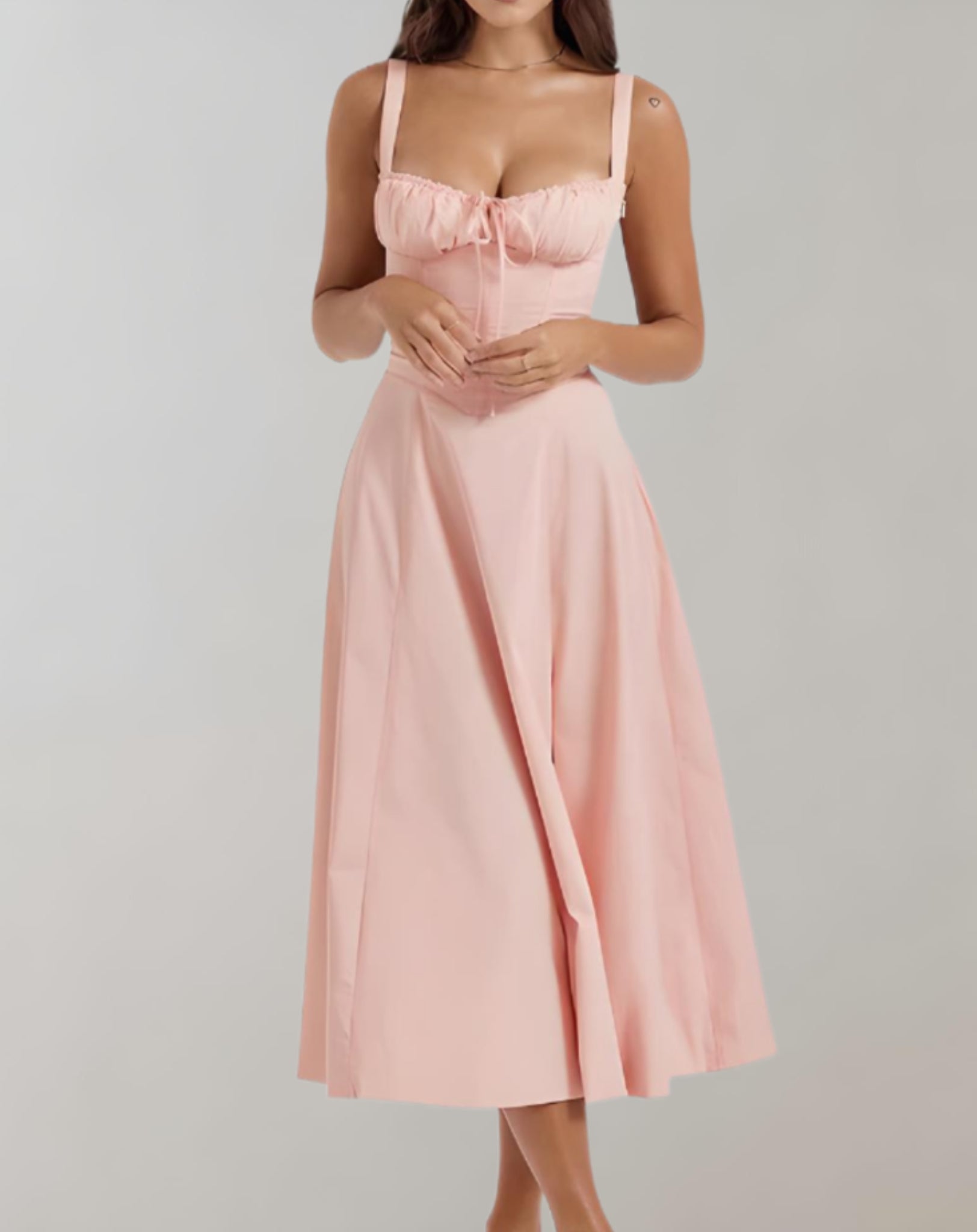 Midi dress with corset and floral print | Maeve