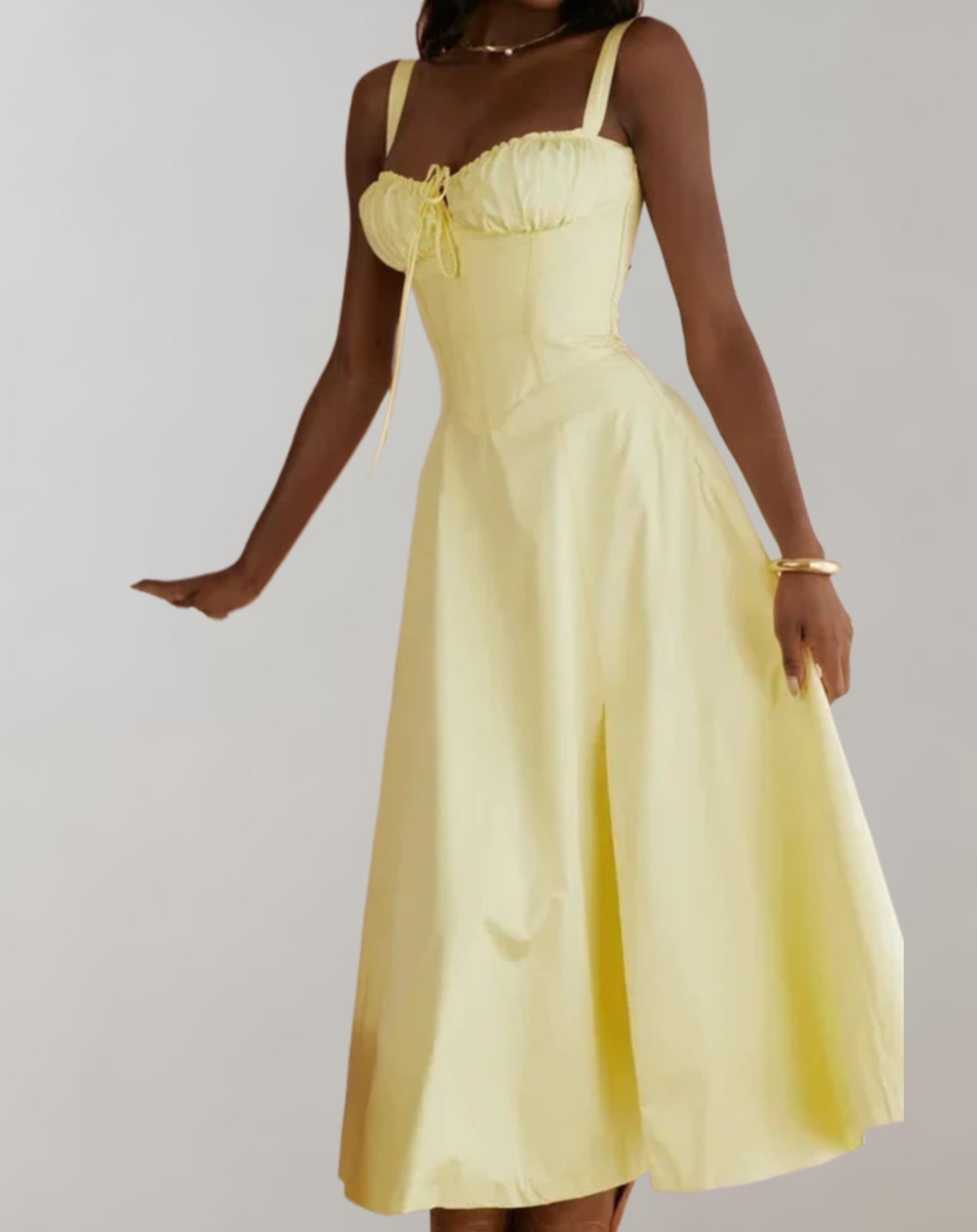 Midi dress with corset and floral print | Maeve