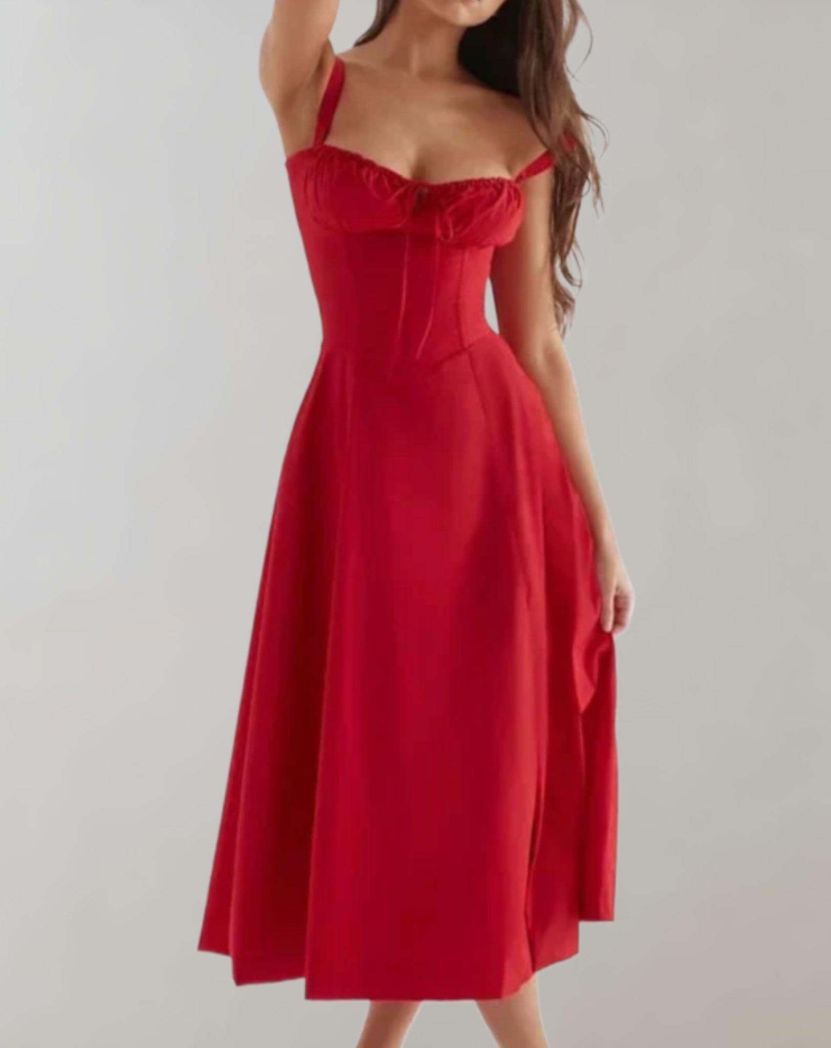 Midi dress with corset and floral print | Maeve