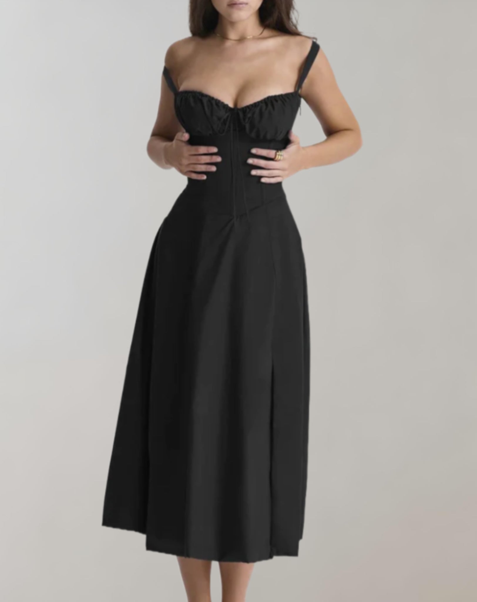 Midi dress with corset and floral print | Maeve