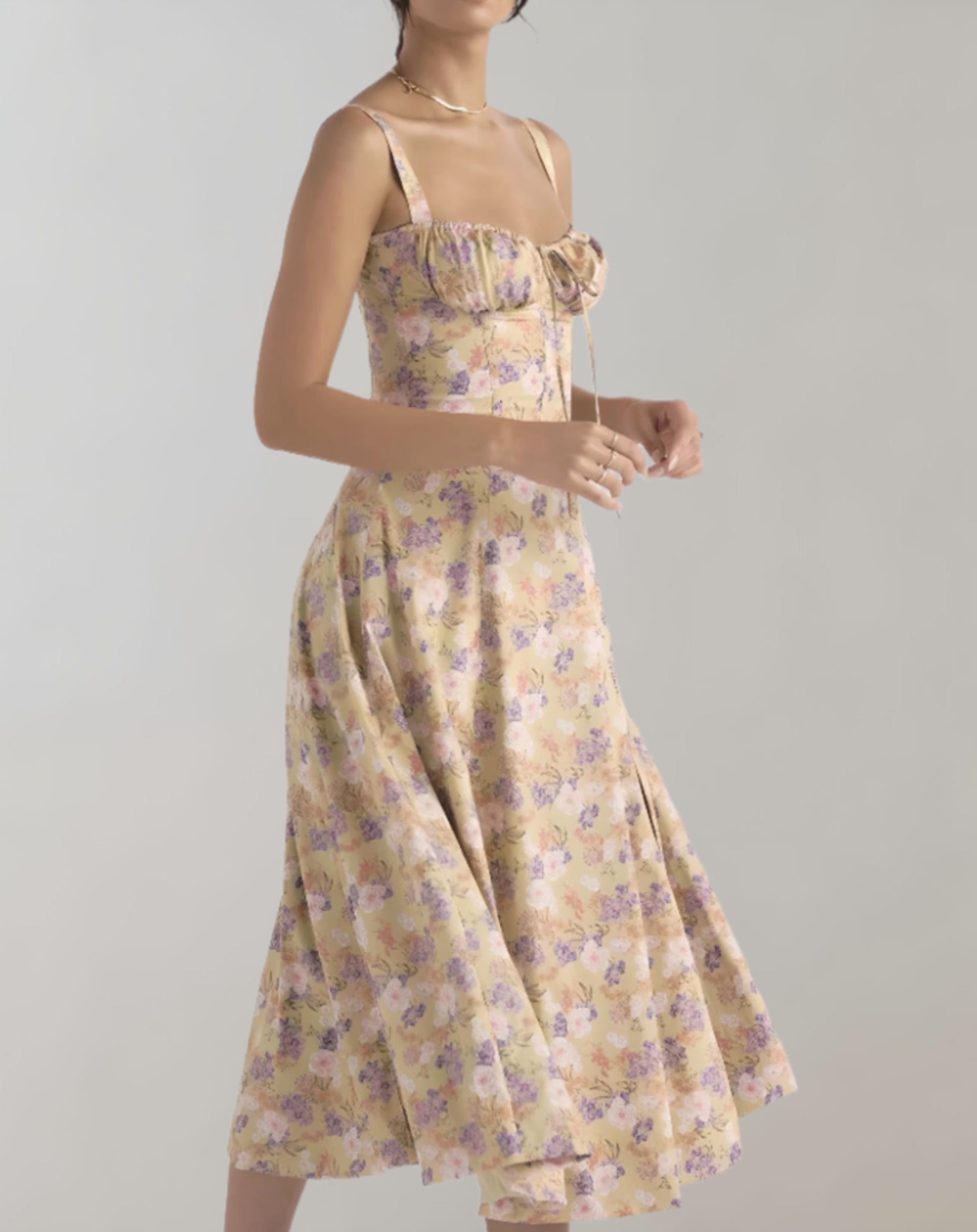 Midi dress with corset and floral print | Maeve