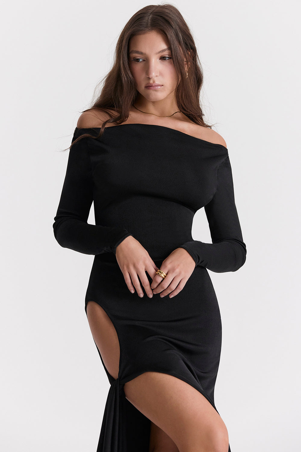 BLACKENED LONG CUTOUT DRESS