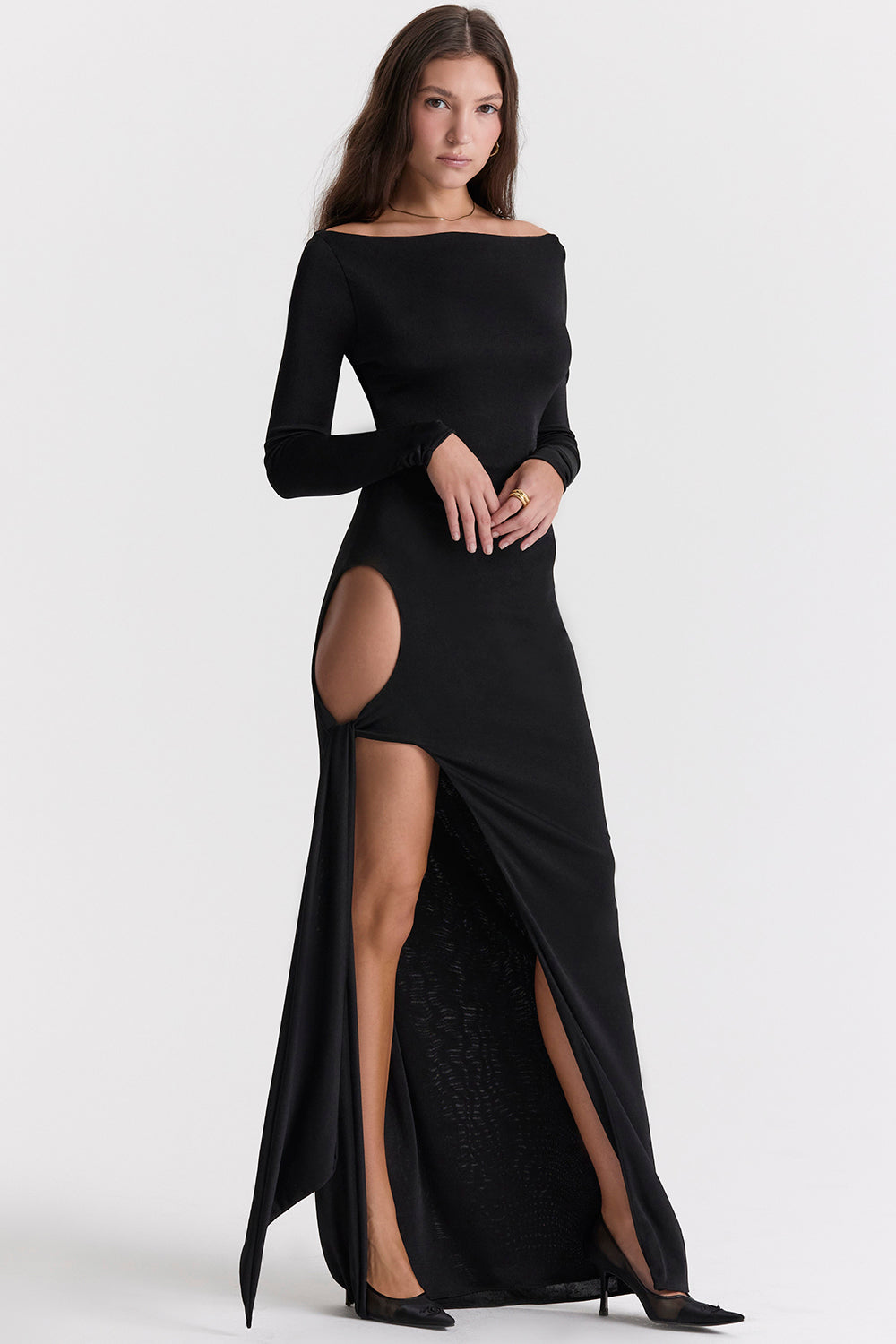 BLACKENED LONG CUTOUT DRESS