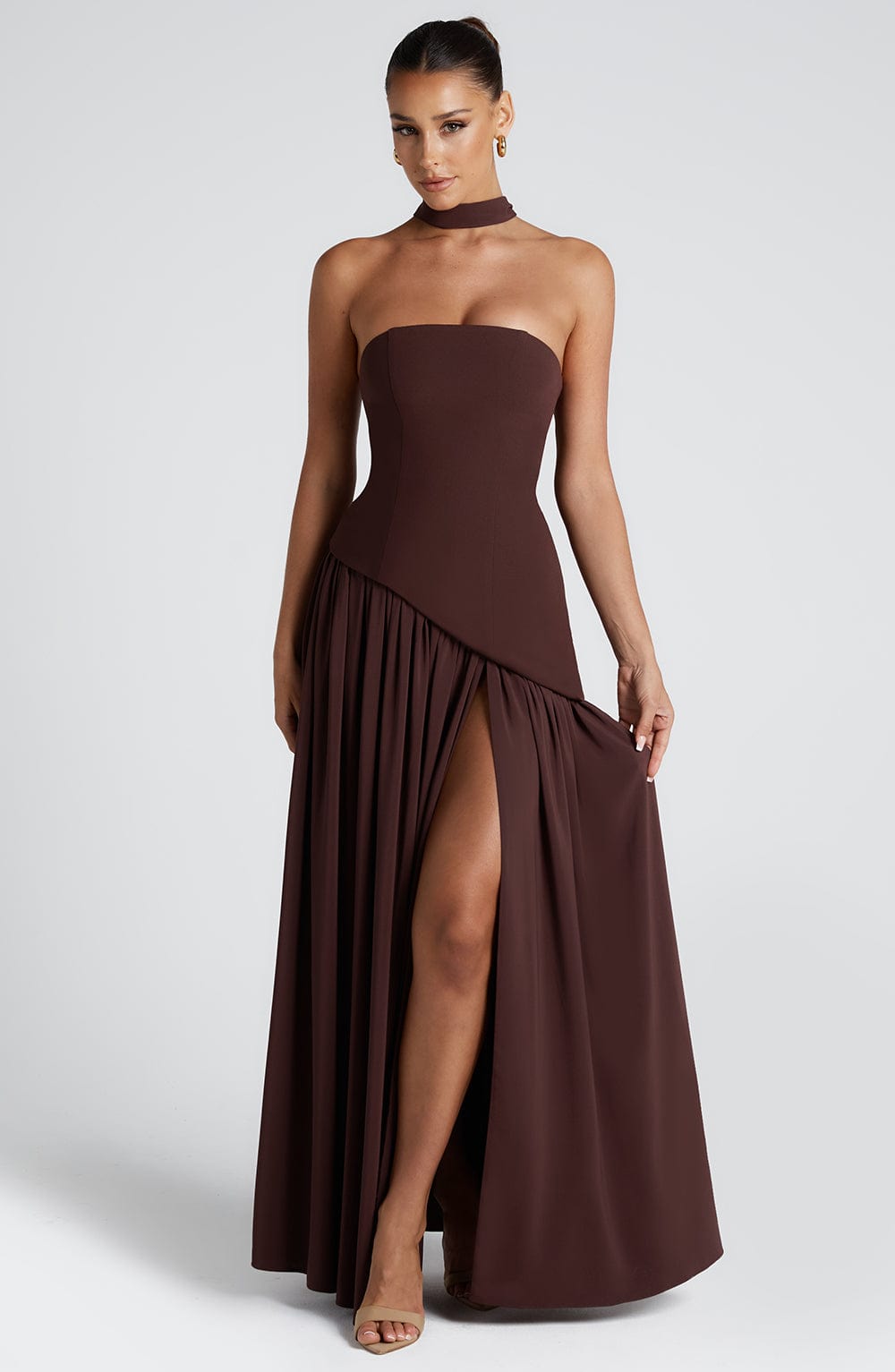 Joséphine Long Dress – Plum Brown