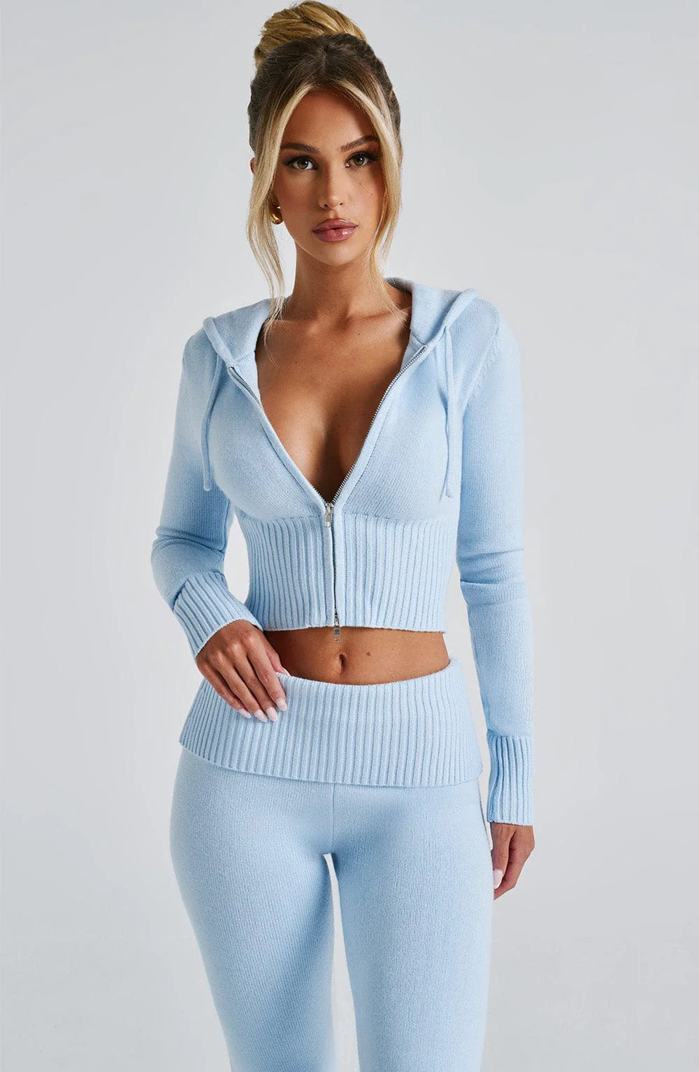 Donna Knit Hoodie zipper and pant set