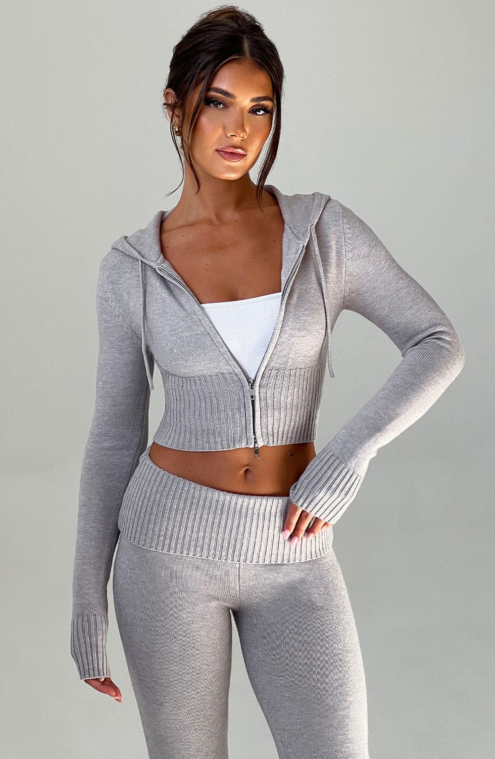 Donna Knit Hoodie zipper and pant set