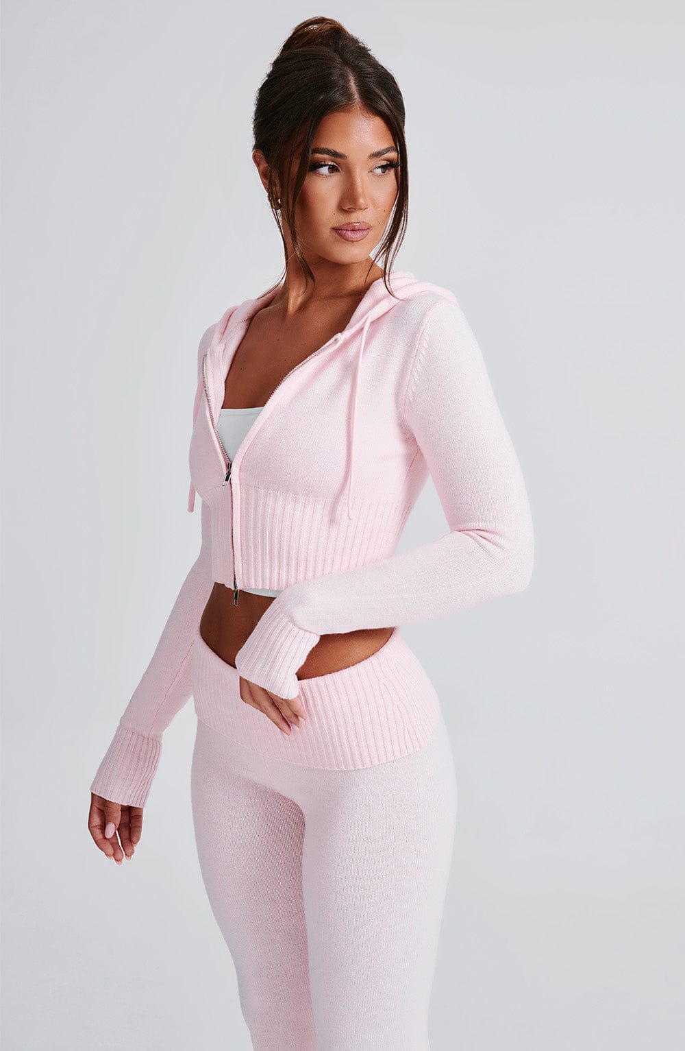 Donna Knit Hoodie zipper and pant set