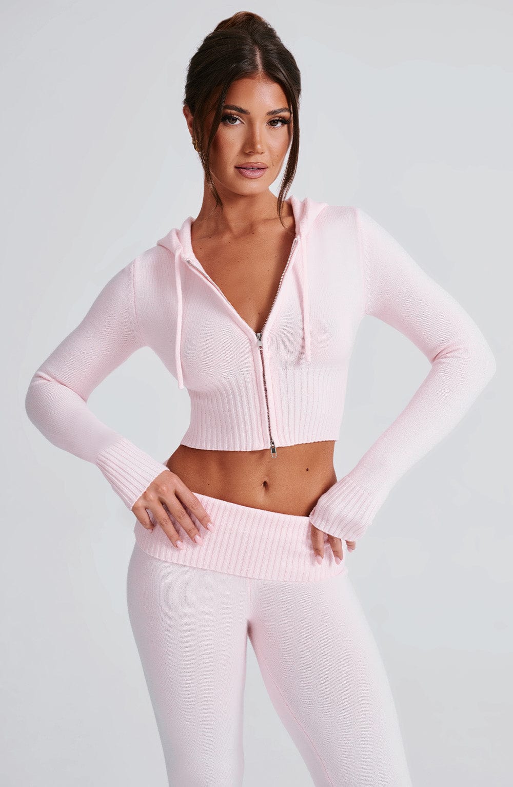 Donna Knit Hoodie zipper and pant set