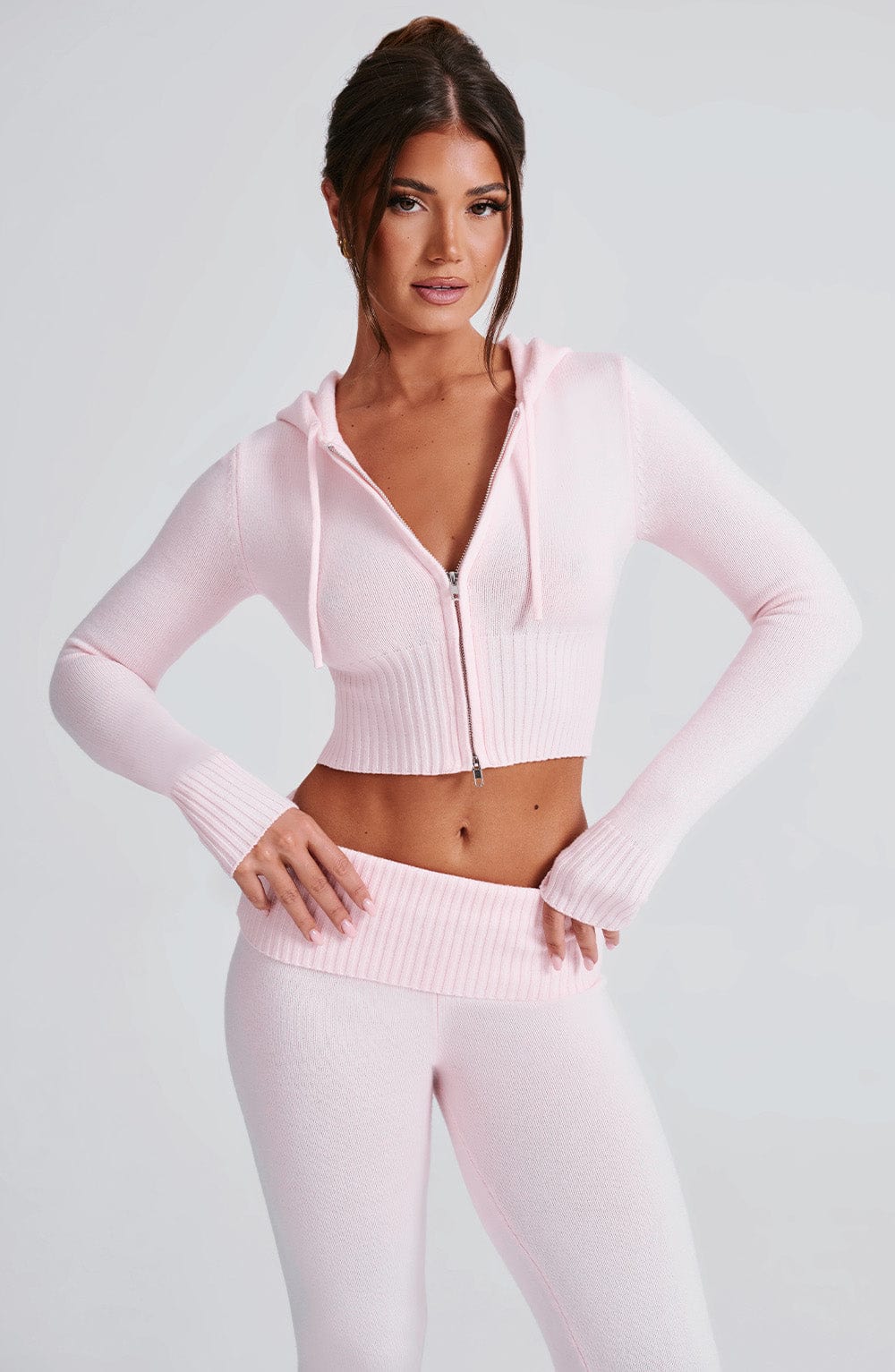 Donna Knit Hoodie zipper and pant set