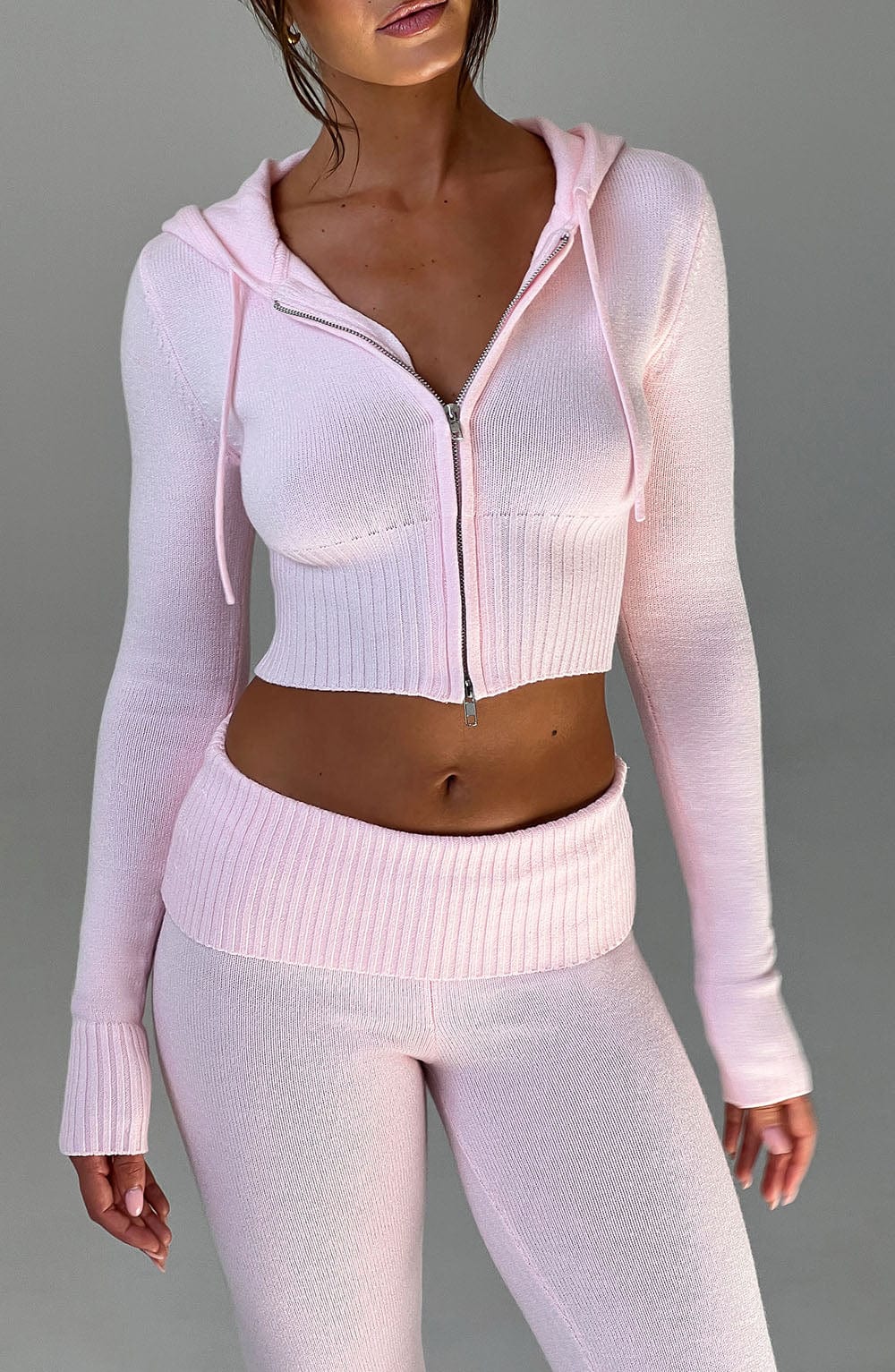 Donna Knit Hoodie zipper and pant set