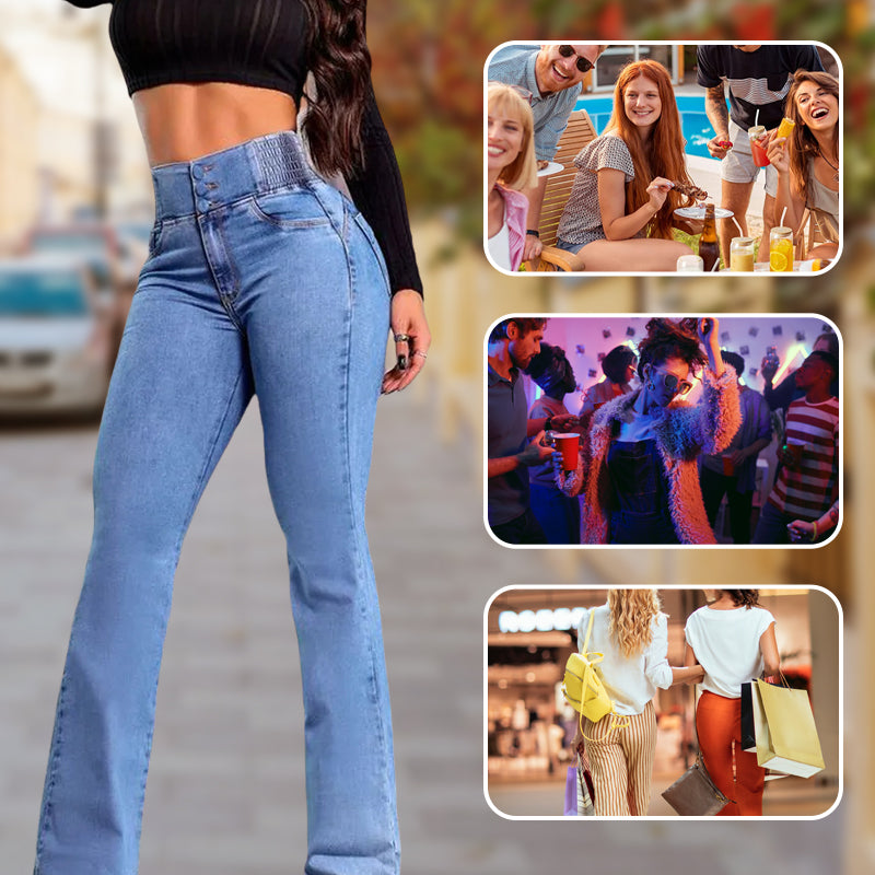 High-waisted stretch flare jeans