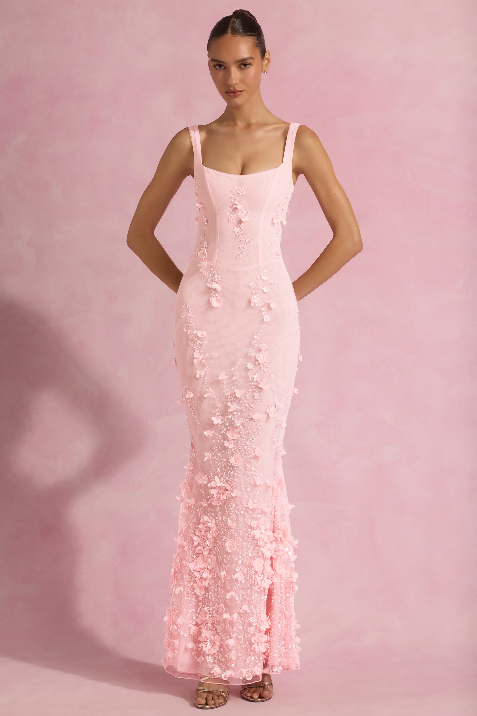 Olivia-Pink - Robe avec ornements