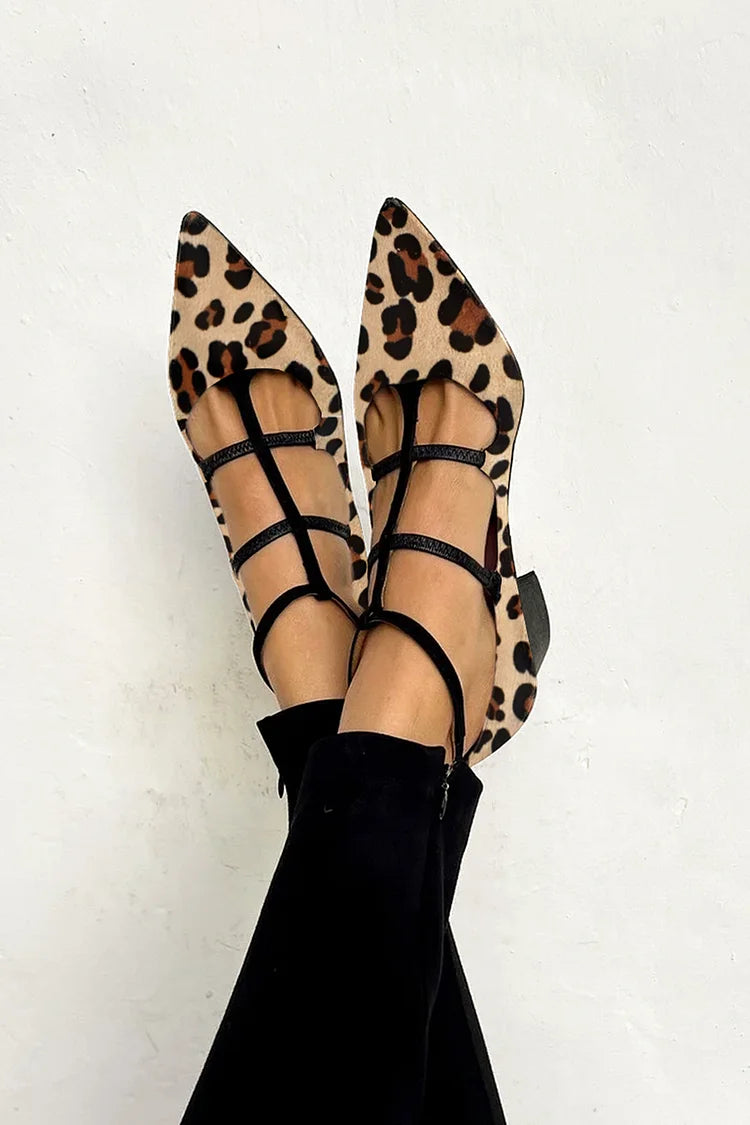 Ludovica | Animal Print Ballet Shoes with Straps