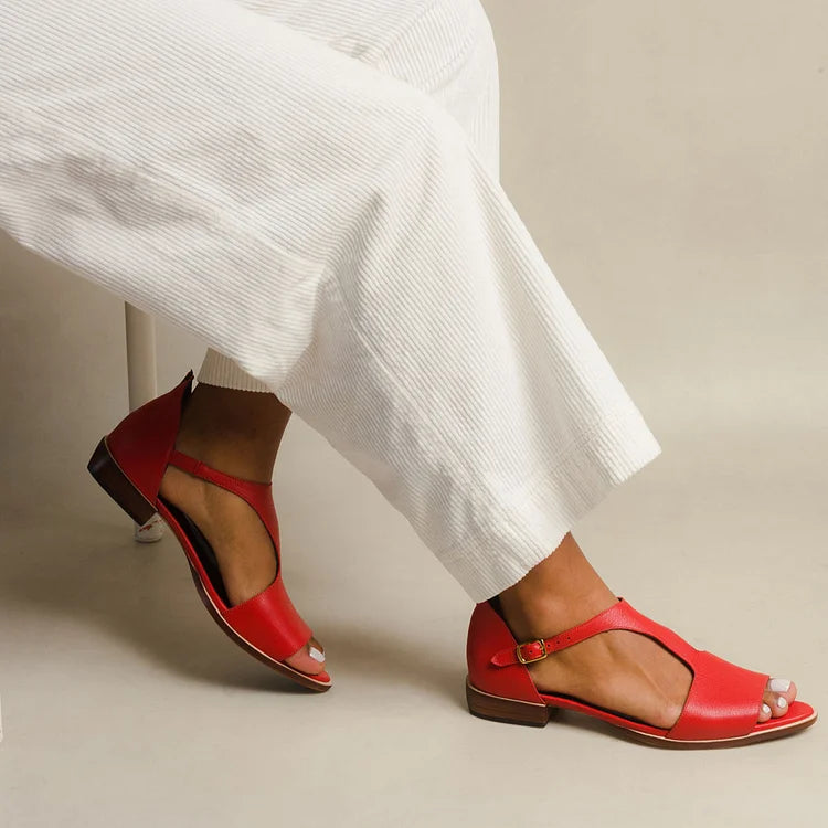 Sara | Low Sandal with Open Toe and Strap
