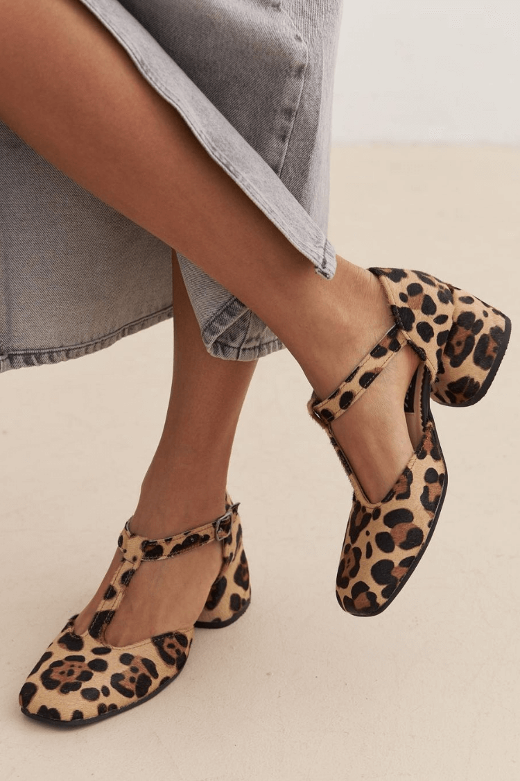 Margherita | Animal Print T-Strap Shoes