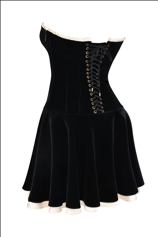 Maritza - Black velvet strapless dress