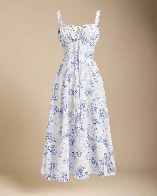 Midi dress with corset and floral print | Maeve