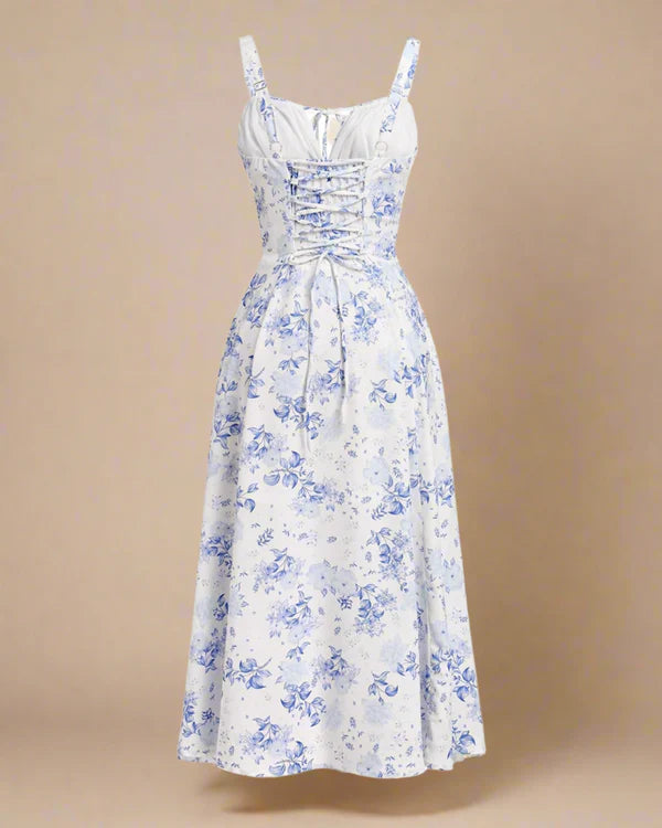 Midi dress with corset and floral print | Maeve