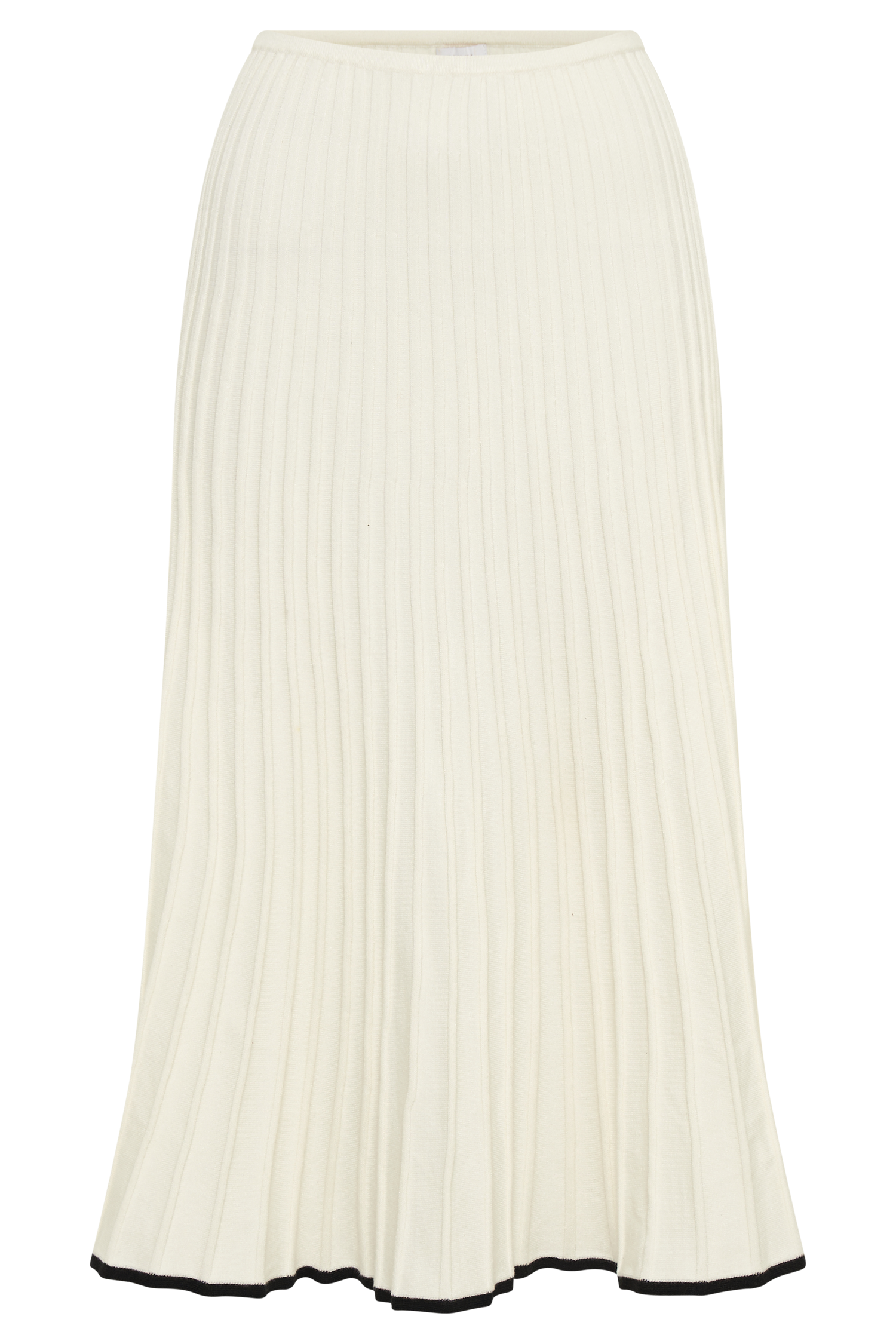 KESHA - Contrast Ribbed Knit Midi Skirt - White