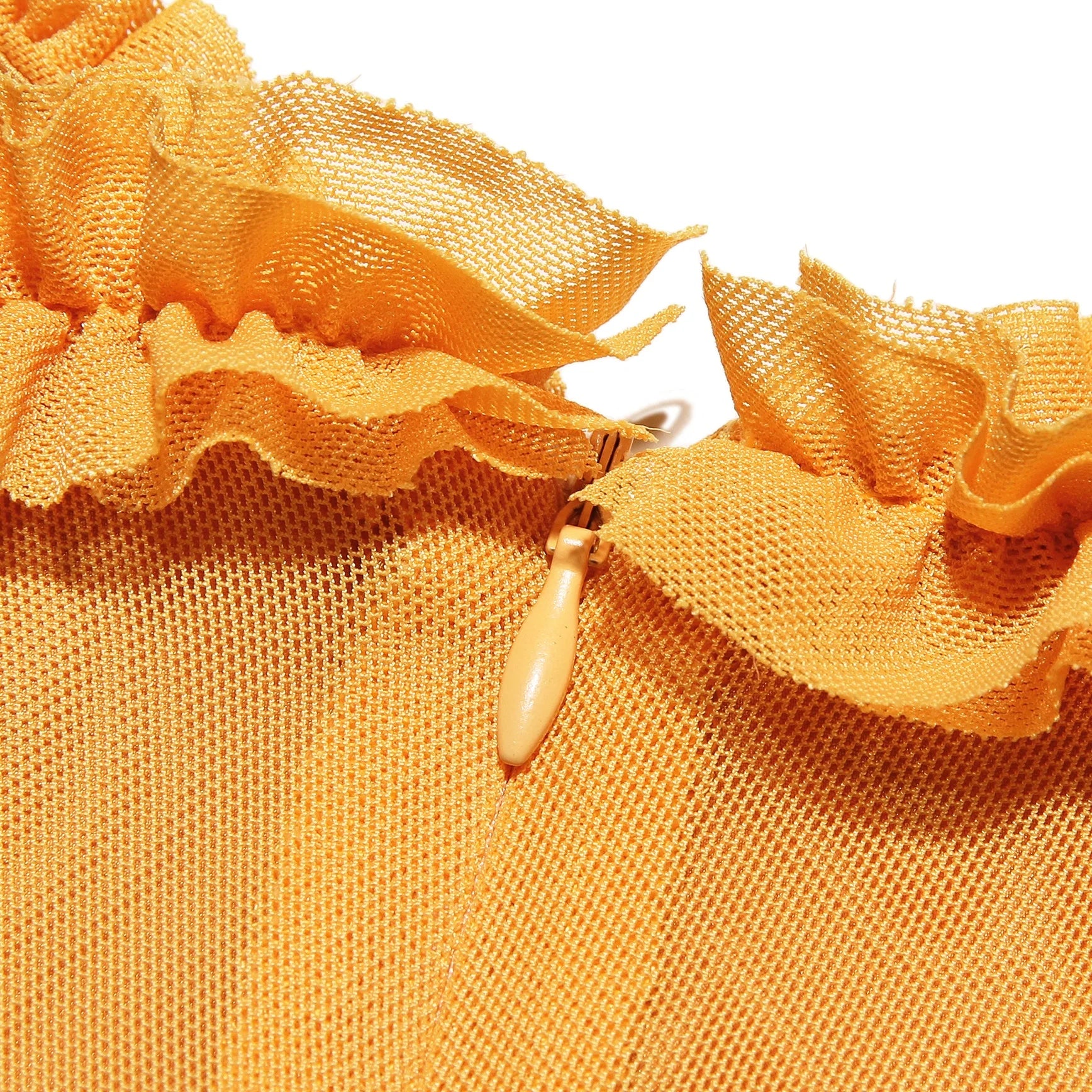 Liza Ruffled Long Dress - Yellow, Burgundy