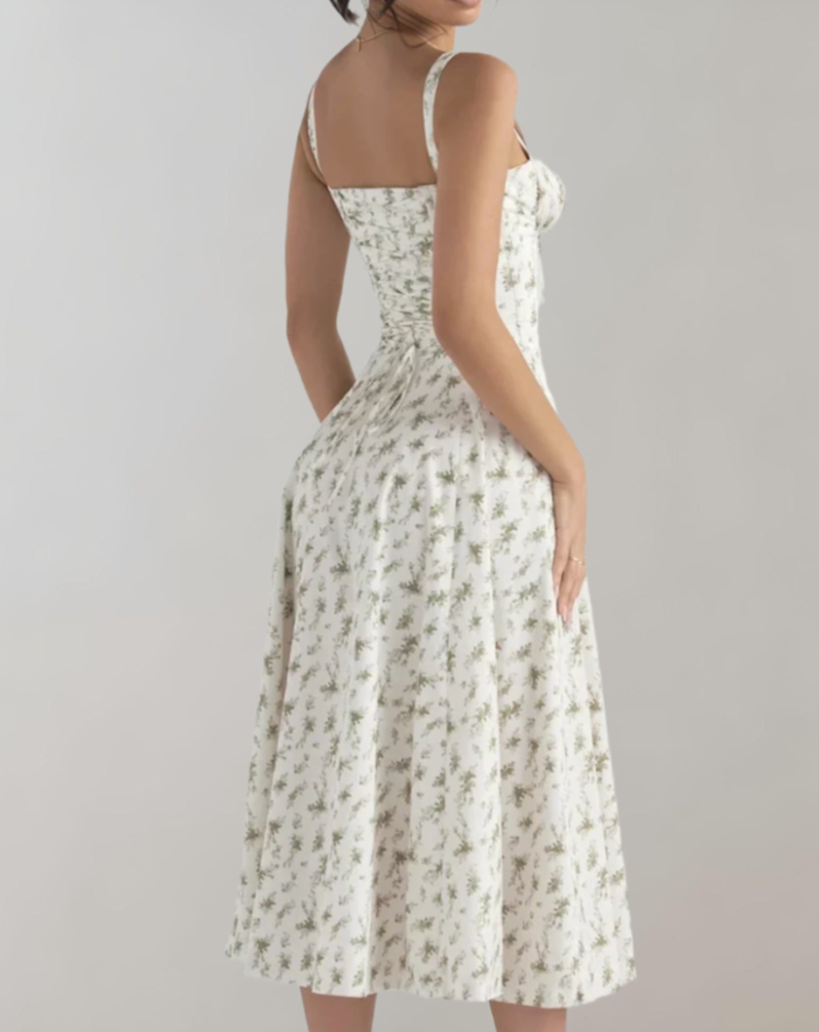 Midi dress with corset and floral print | Maeve