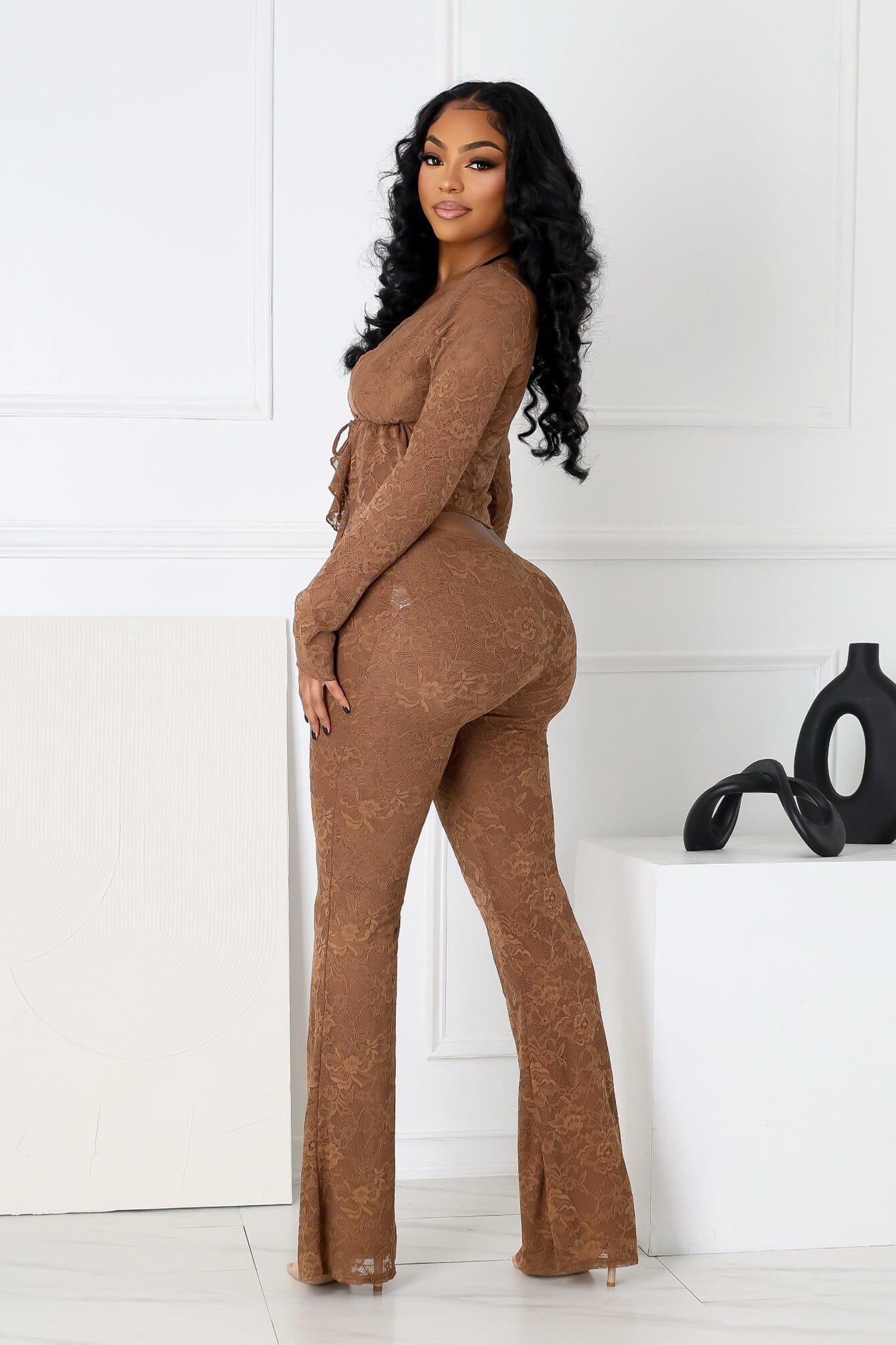 Lace top and wide-leg trousers set - EVE