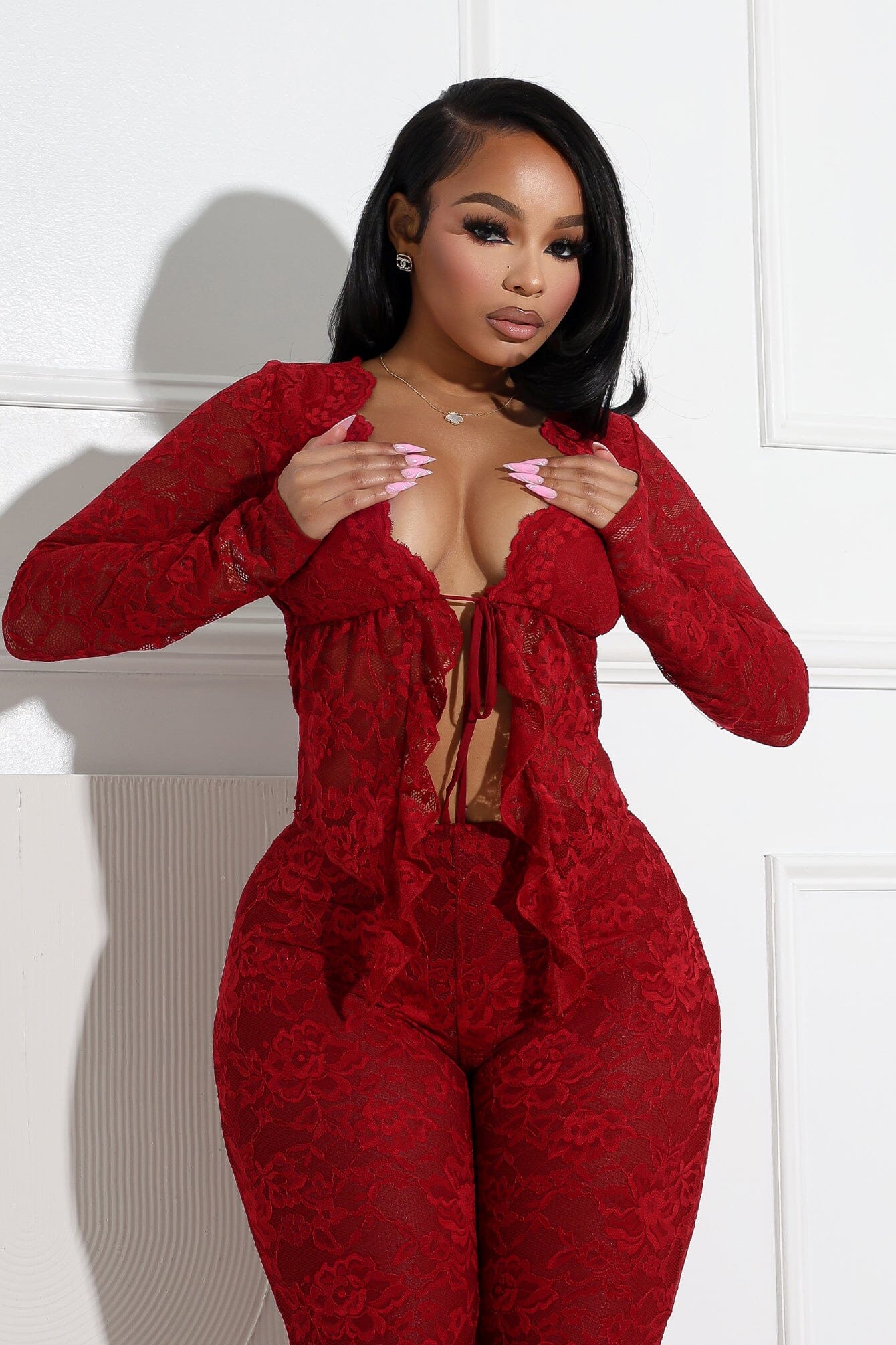 Lace top and wide-leg trousers set - EVE
