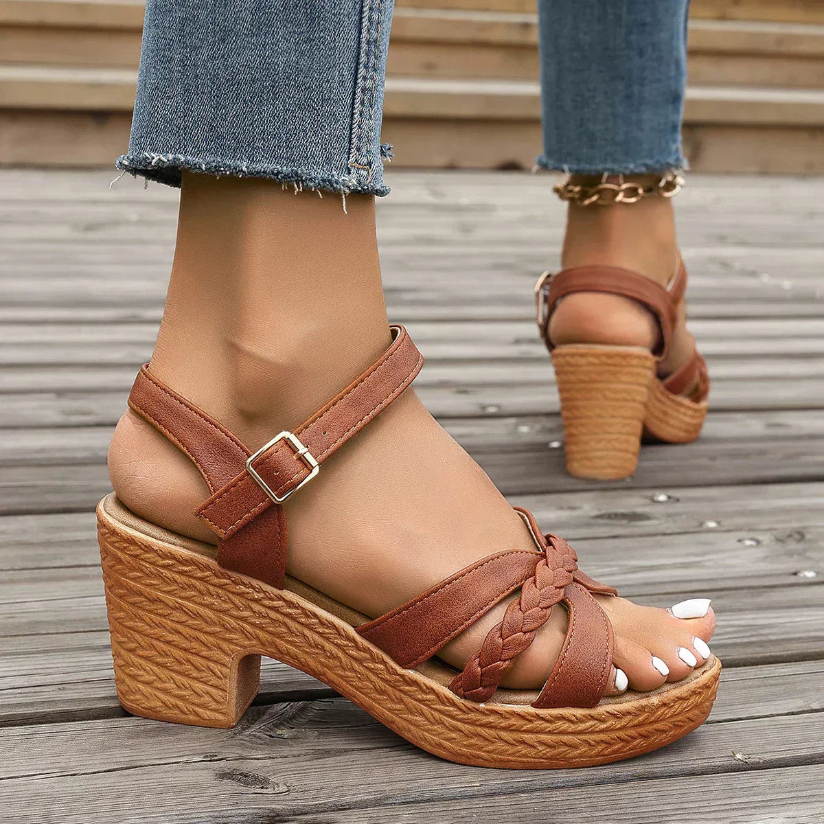 Lina | Braided Heel Sandals