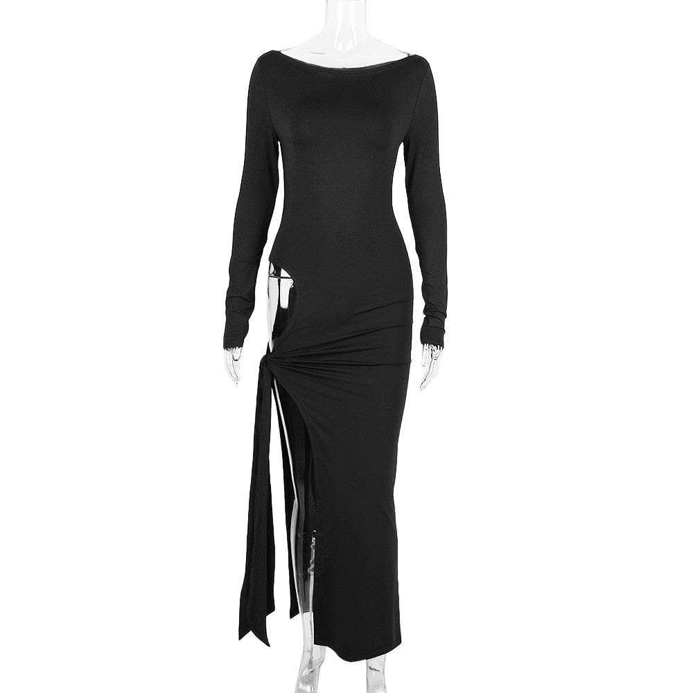 BLACKENED LONG CUTOUT DRESS
