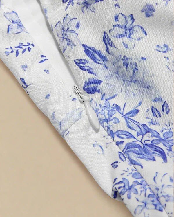 Midi dress with corset and floral print | Maeve