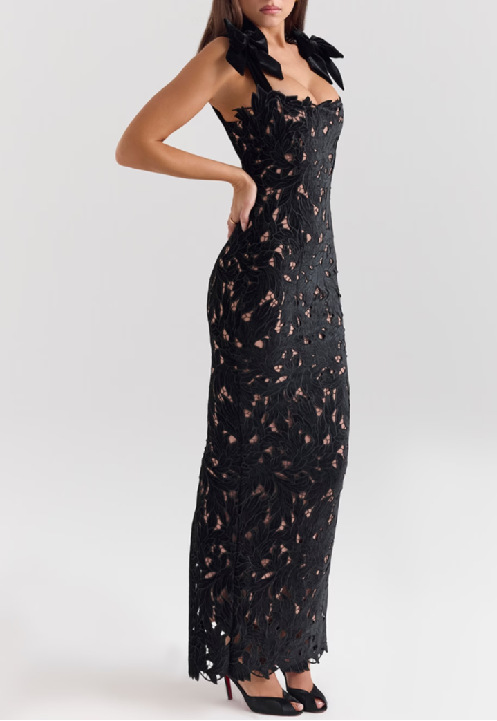 Selena Velvet Lace Long Dress