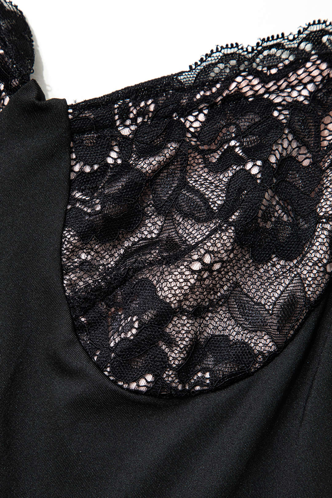 Kesha-Long patchwork dress with lace trim