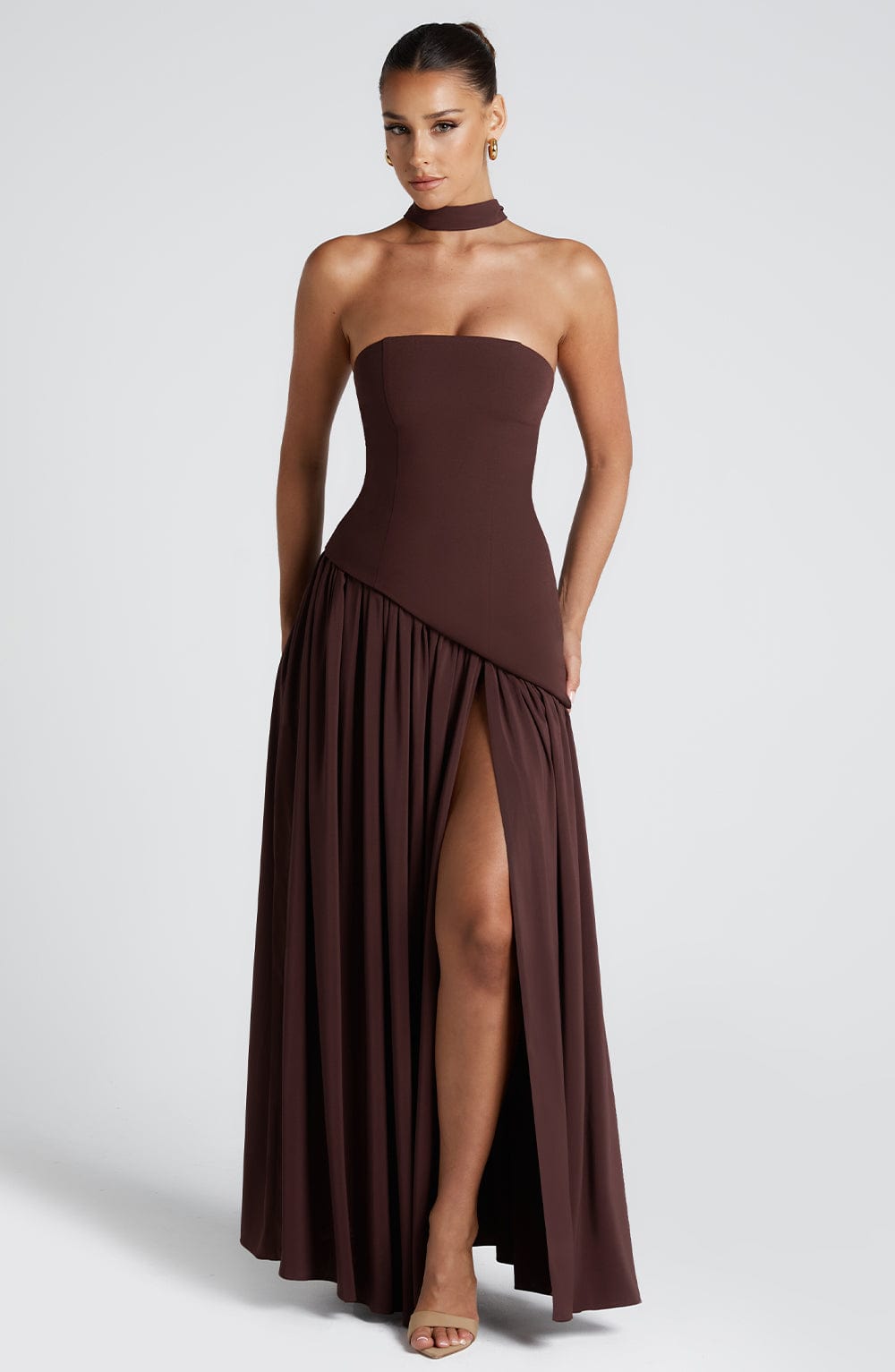 Joséphine Long Dress – Plum Brown