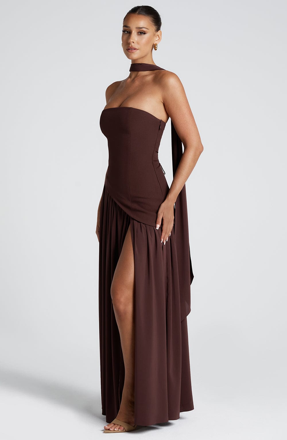 Joséphine Long Dress – Plum Brown
