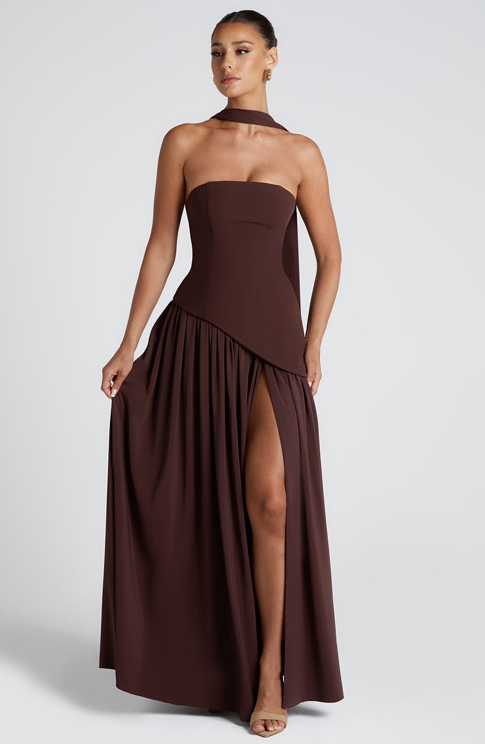 Joséphine Long Dress – Plum Brown
