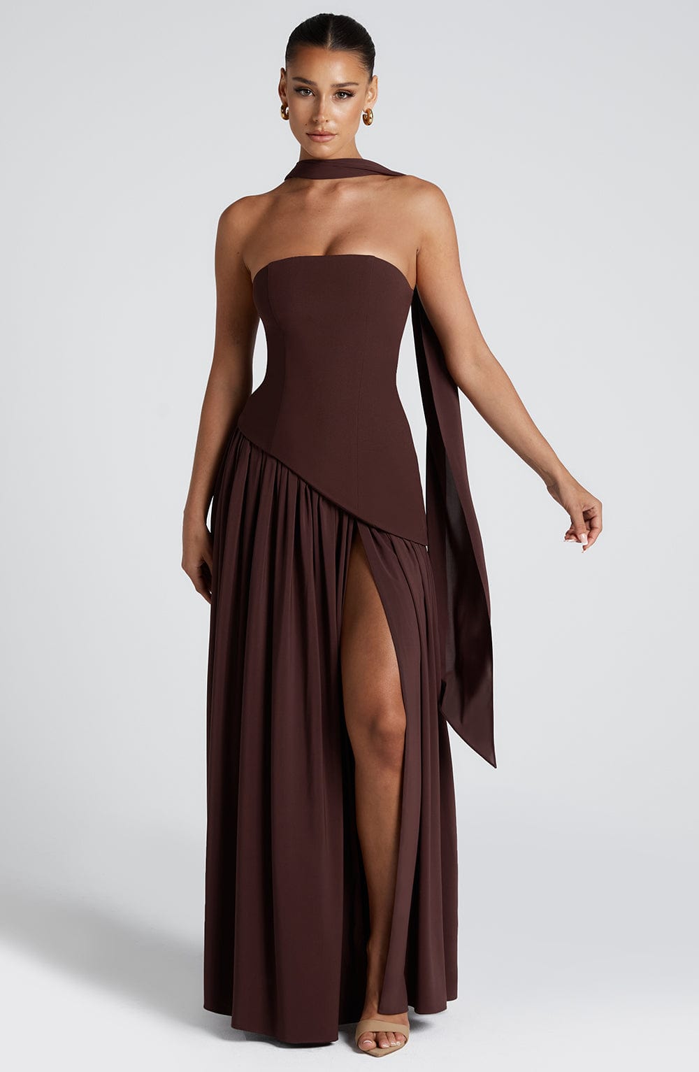 Joséphine Long Dress – Plum Brown