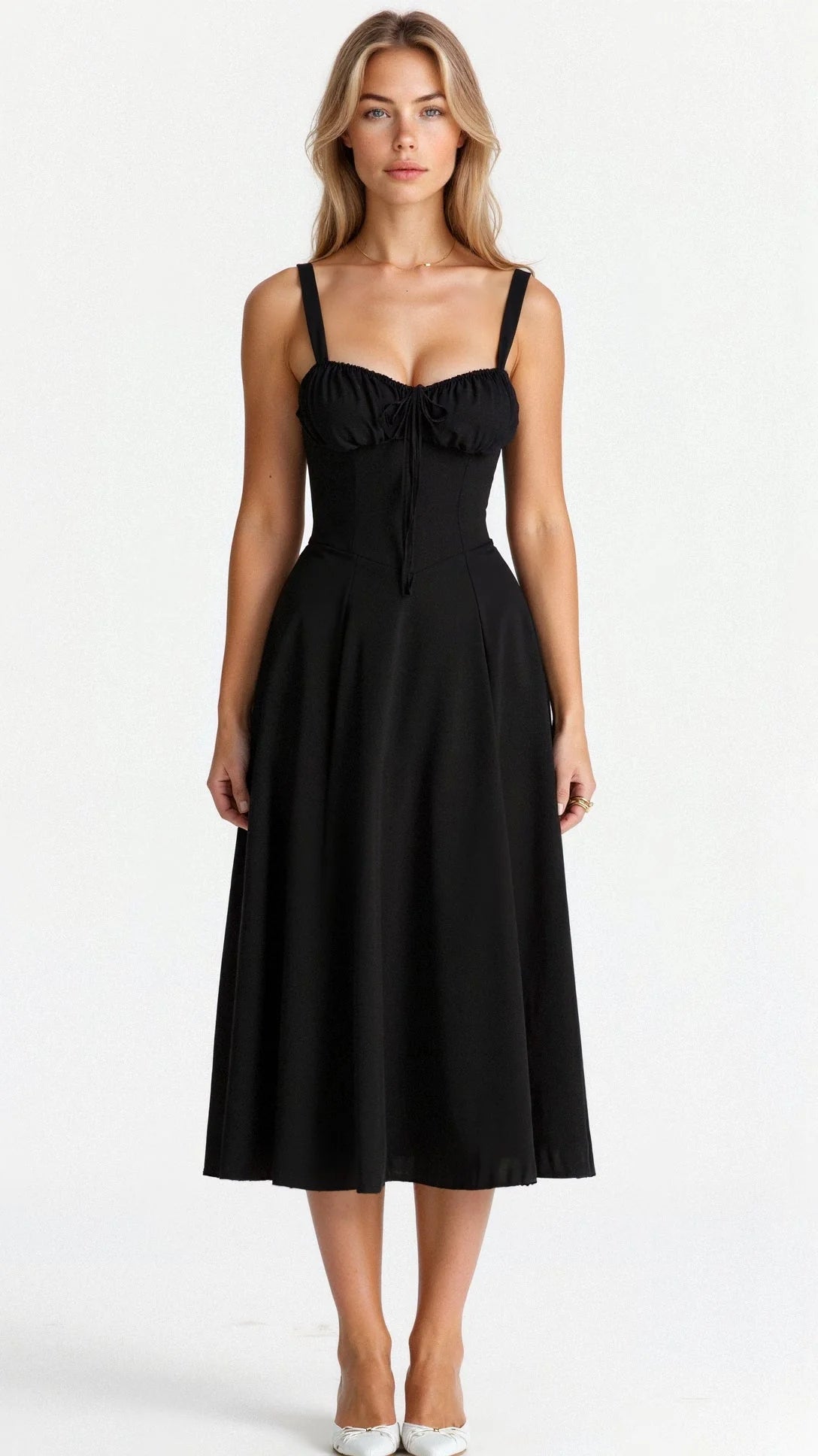 Midi dress with corset and floral print | Maeve