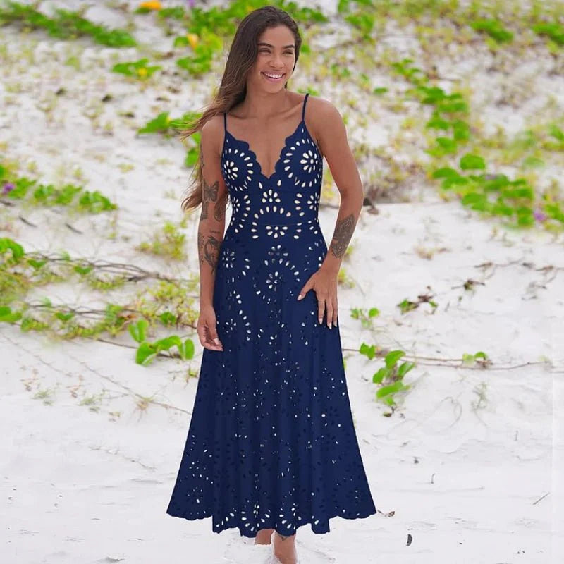 SOLANA Two-Piece Deep V-Neck Swimsuit with Skirt