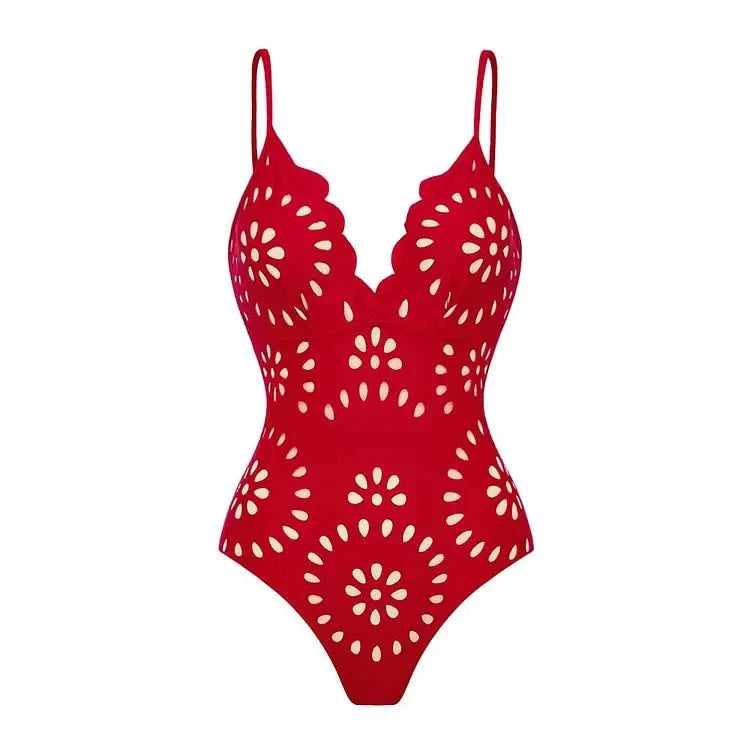 SOLANA Two-Piece Deep V-Neck Swimsuit with Skirt