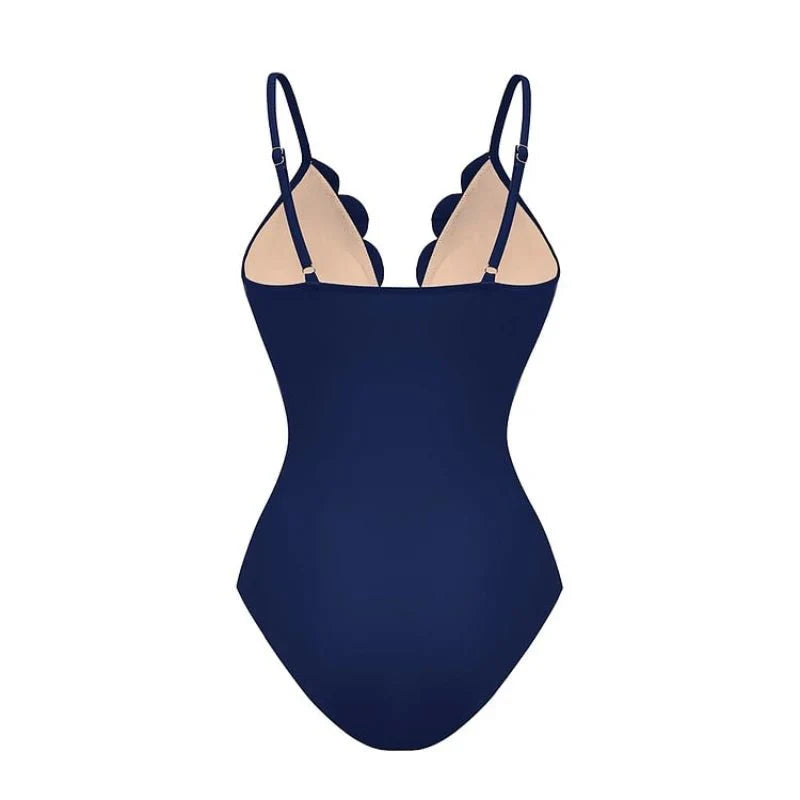 SOLANA Two-Piece Deep V-Neck Swimsuit with Skirt