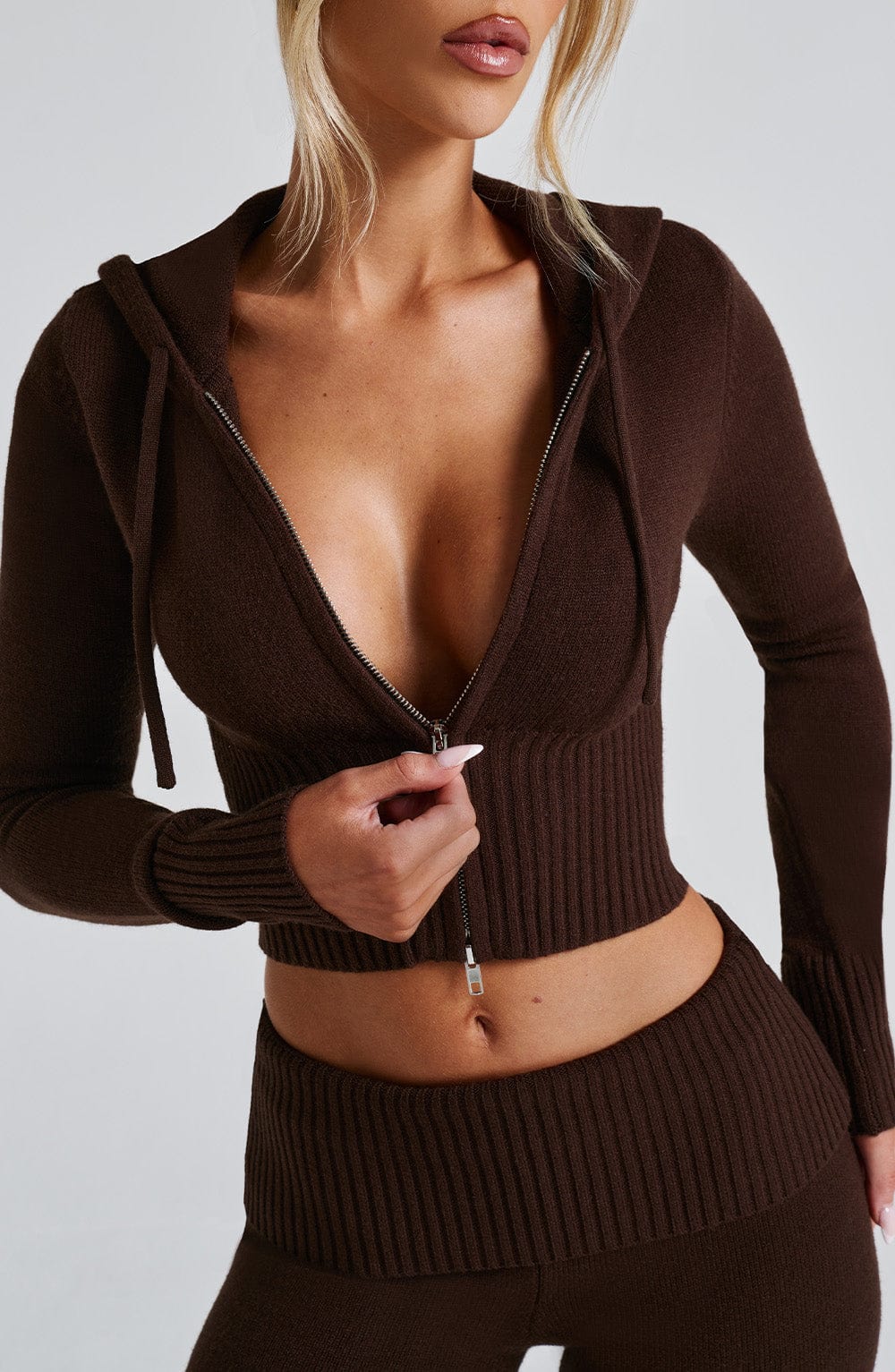 Donna Knit Hoodie zipper and pant set