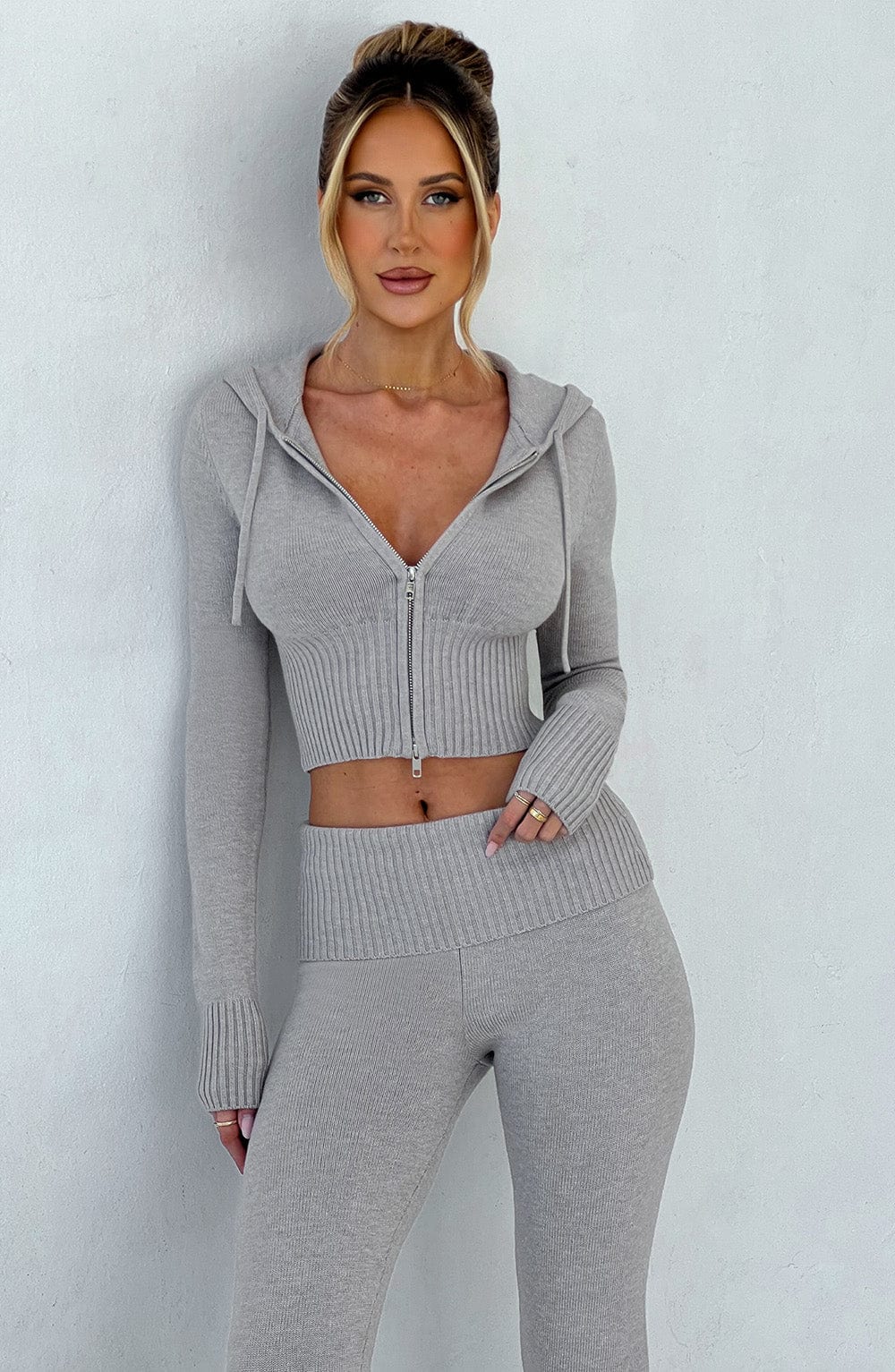 Donna Knit Hoodie zipper and pant set