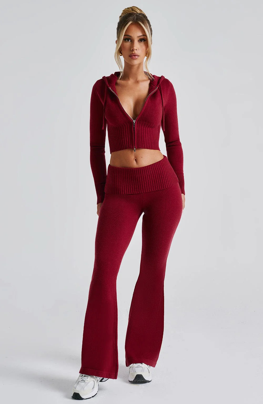Donna Knit Hoodie zipper and pant set